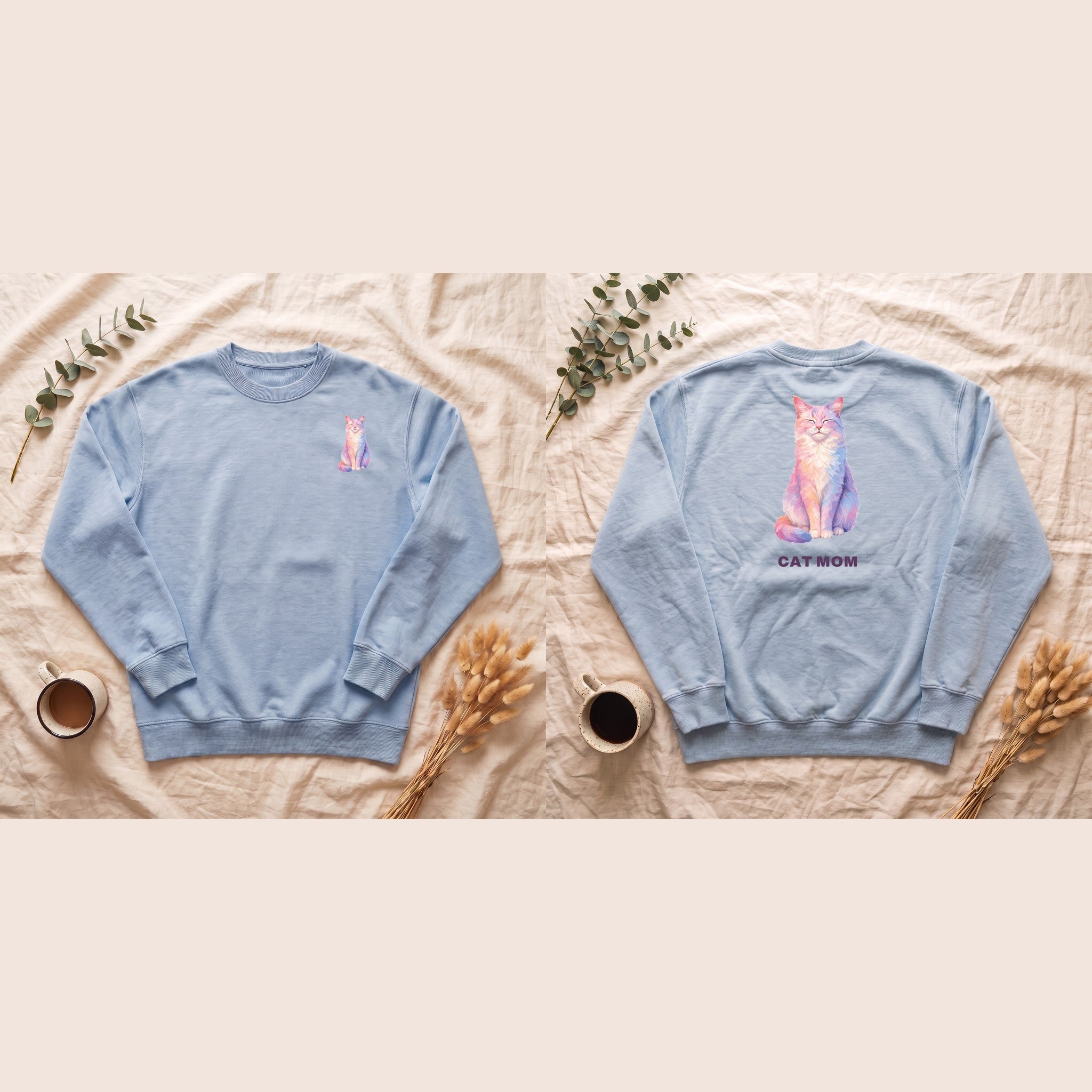 Cat Mom Shirt, Pastel Painterly Cat Tee, Cute Cat Lover Gift, Cat Owner Sweatshirt for Her