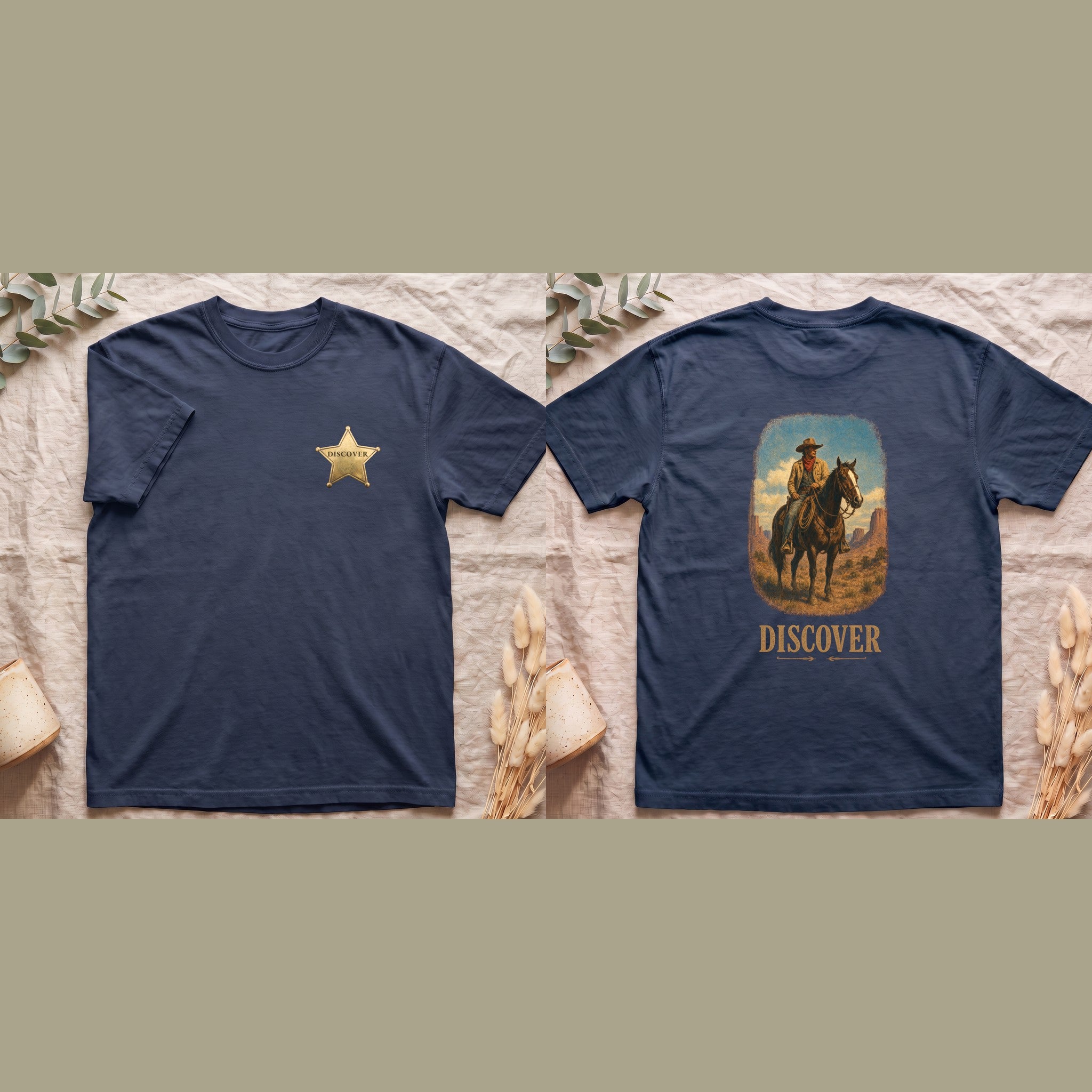 Discover Cowboy Shirt, Vintage Western Horse Tee, Desert Rodeo Tee, Sheriff Star Cowboy Gift
