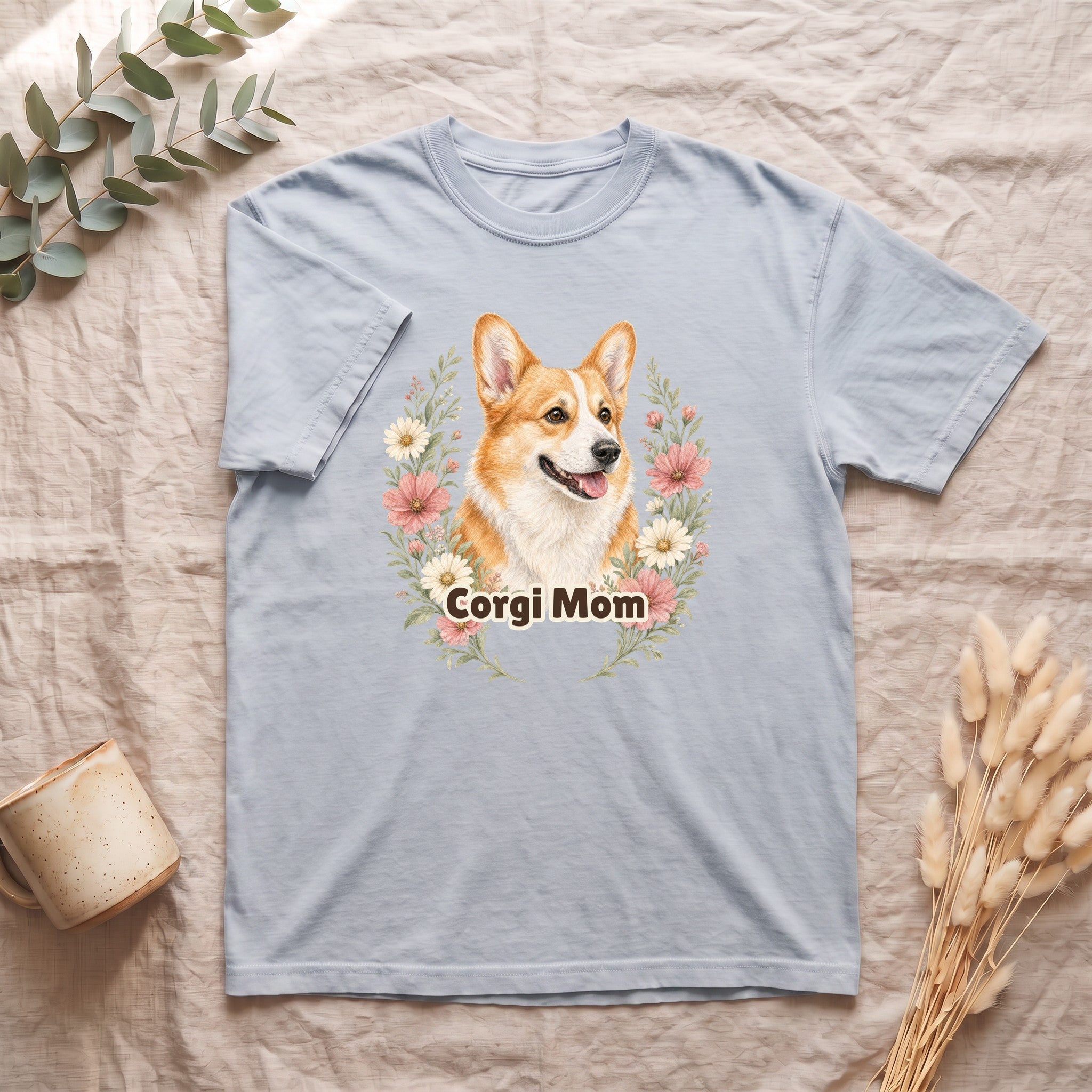 Corgi Mom Shirt, Corgi Mama Tee, Dog Mom Gift, Wildflower Corgi Lover Sweatshirt, Cute Dog Owner Gift