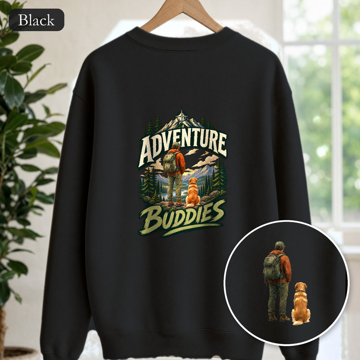 Adventure Buddies Shirt, Dog and Human Hiking Tee, Matching Dog Owner Gift, Painterly Outdoor Sweatshirt