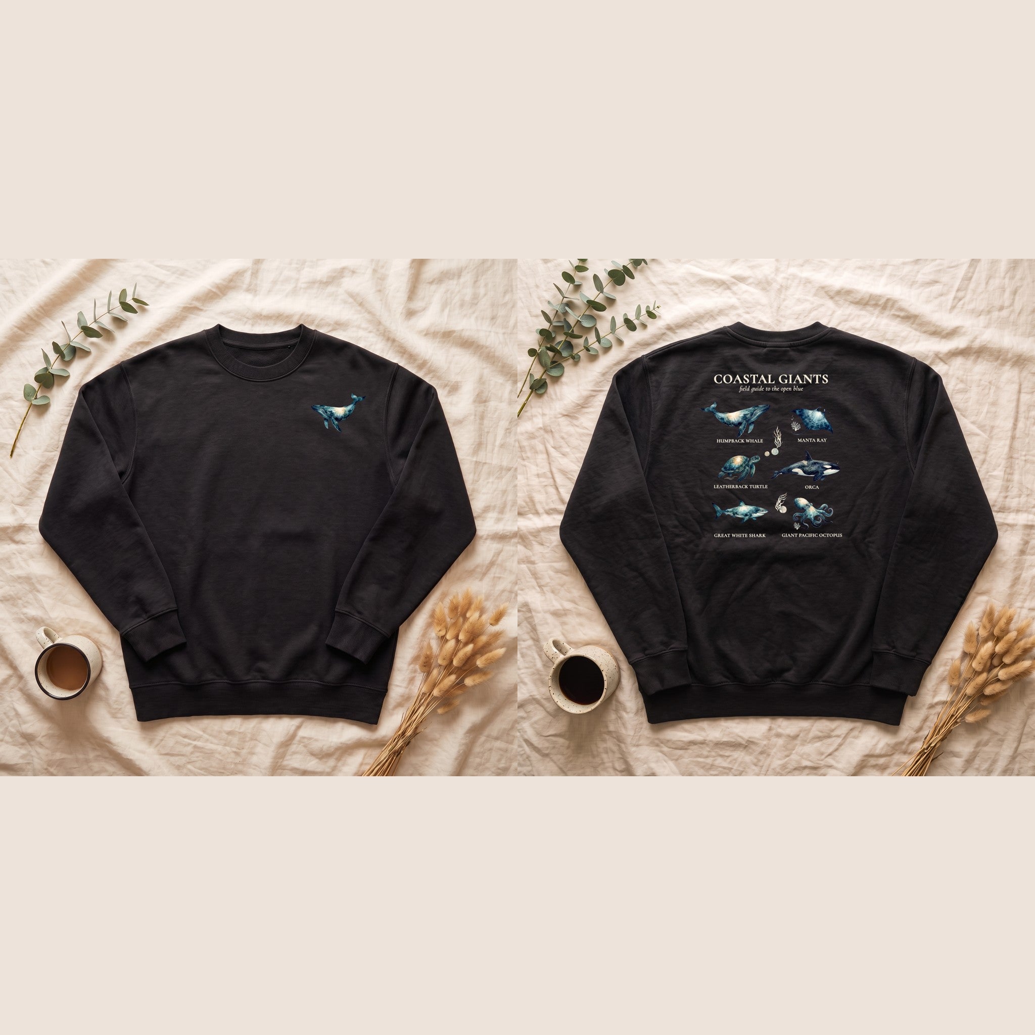 Coastal Giants Ocean Field Guide Shirt, Whale Manta Sea Turtle Tee, Marine Life Ocean Lover Gift, Nautical Sweatshirt