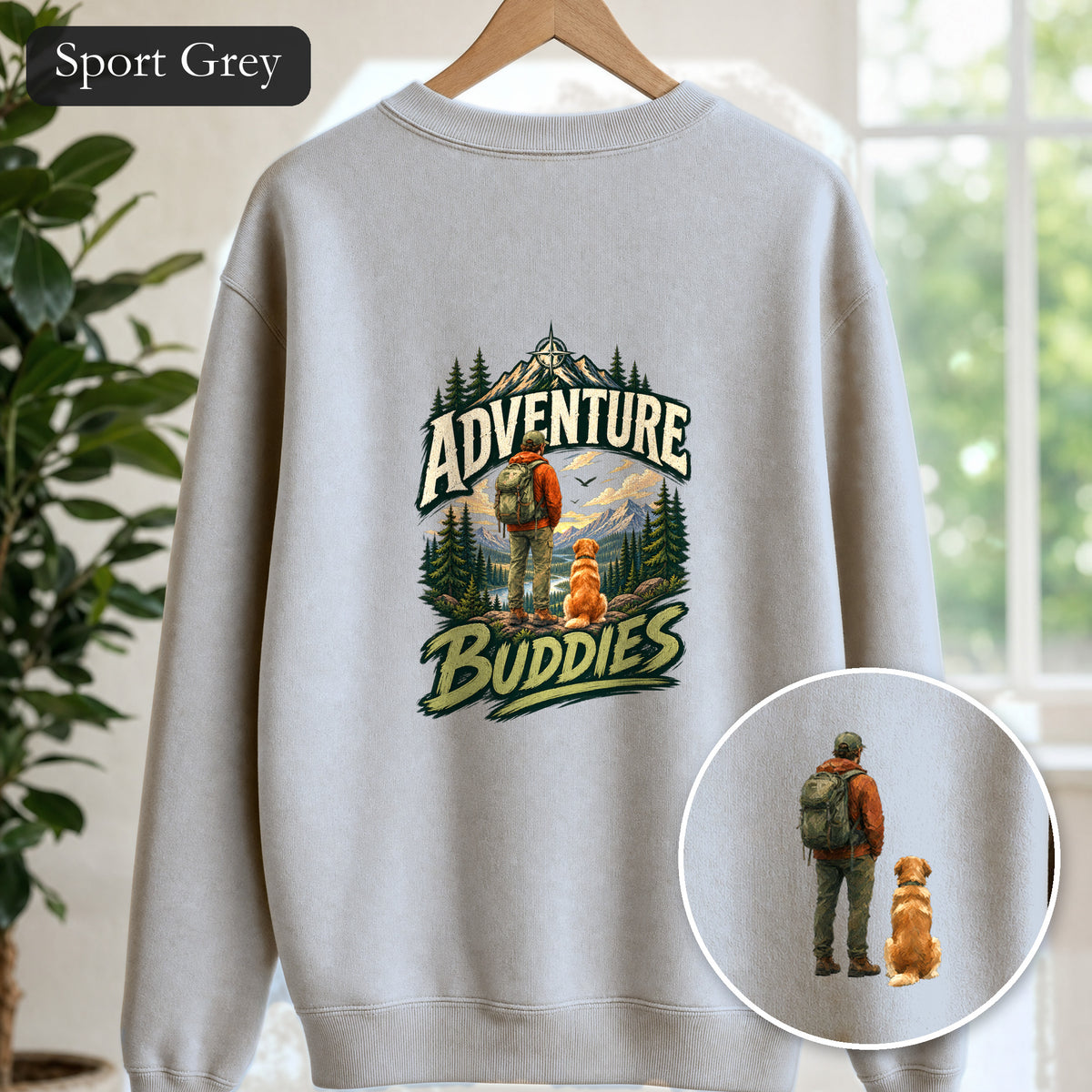 Adventure Buddies Shirt, Dog and Human Hiking Tee, Matching Dog Owner Gift, Painterly Outdoor Sweatshirt
