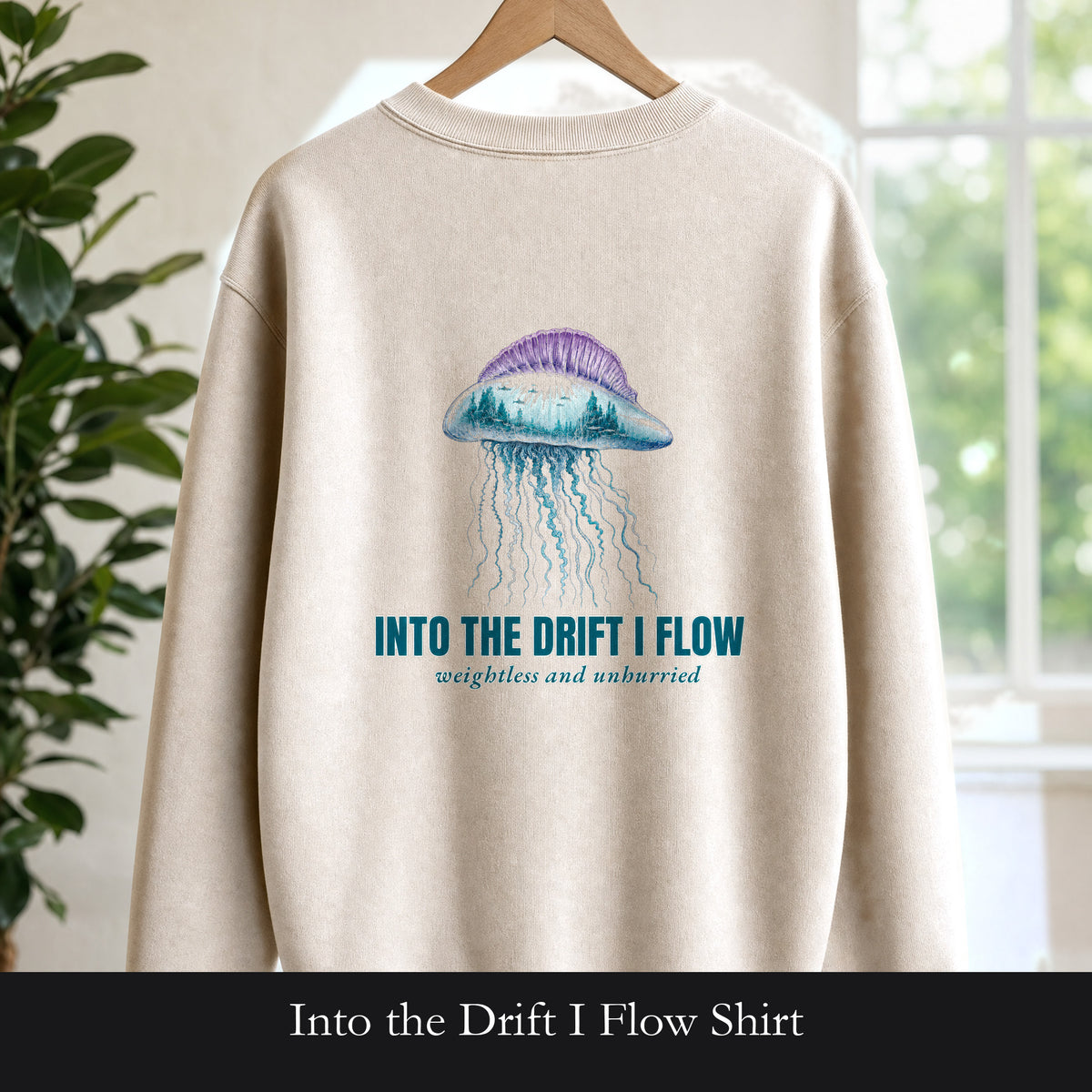 Into the Drift I Flow Shirt, Jellyfish Double Exposure Tee, Ocean Diver Sea Life Gift, Nautical Marine Sweatshirt