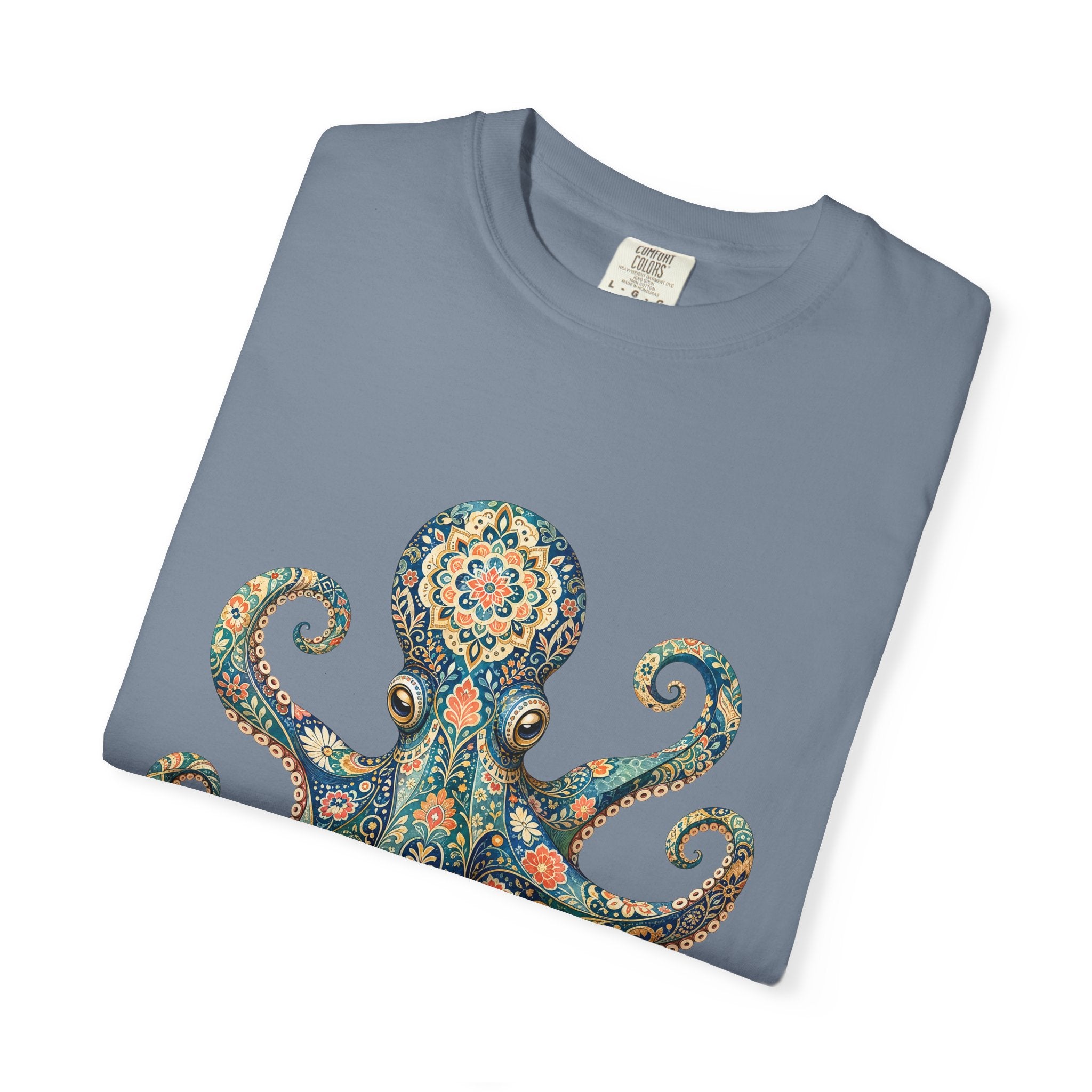 Boho Octopus Shirt, Folk Art Octopus Tee, Japanese Pattern Ocean Lover Gift, Vintage Floral Octopus Sweatshirt