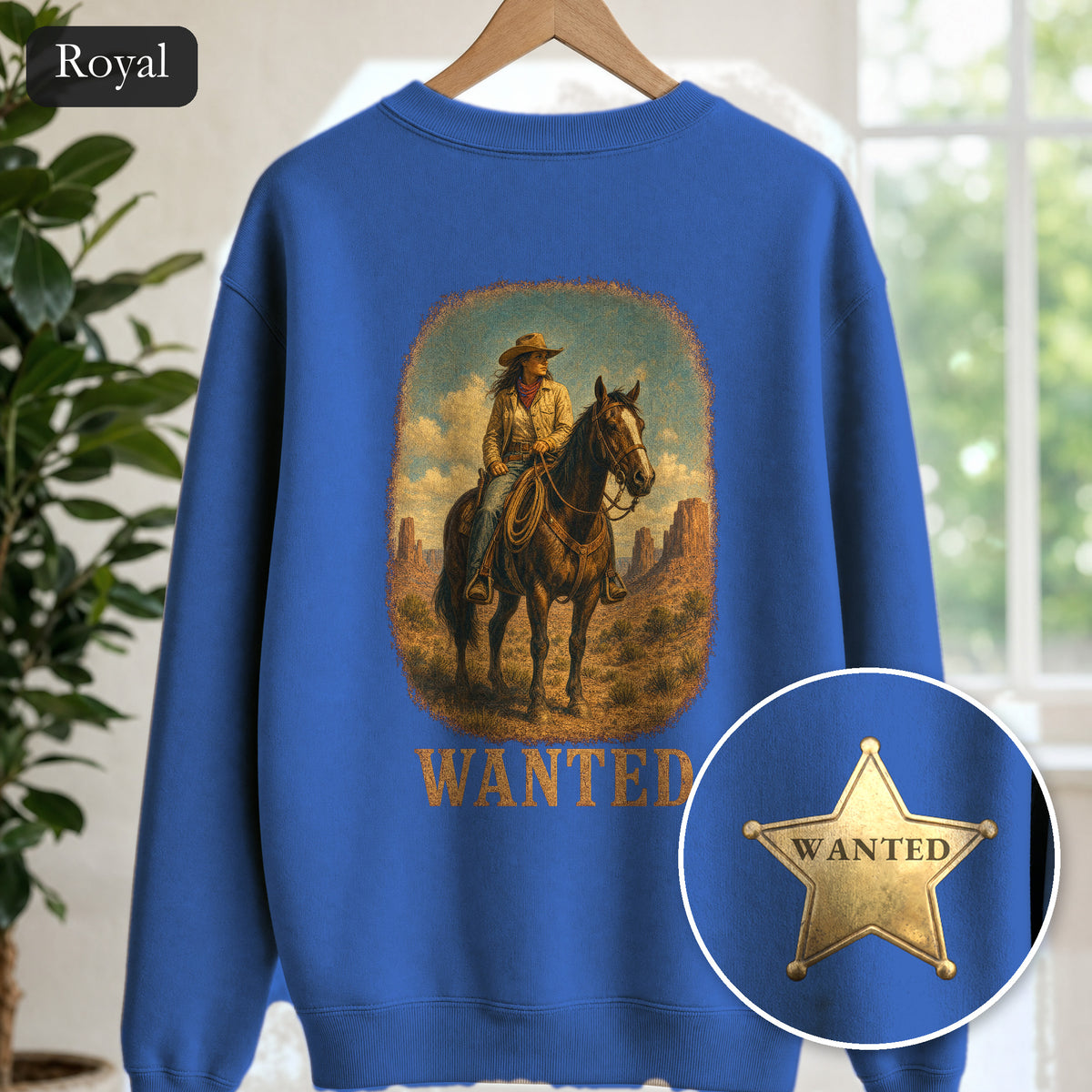Wanted Cowgirl Sweatshirt, Vintage Western Wanted Poster Crewneck, Desert Outlaw Sweatshirt, Sheriff Star Cowgirl Gift