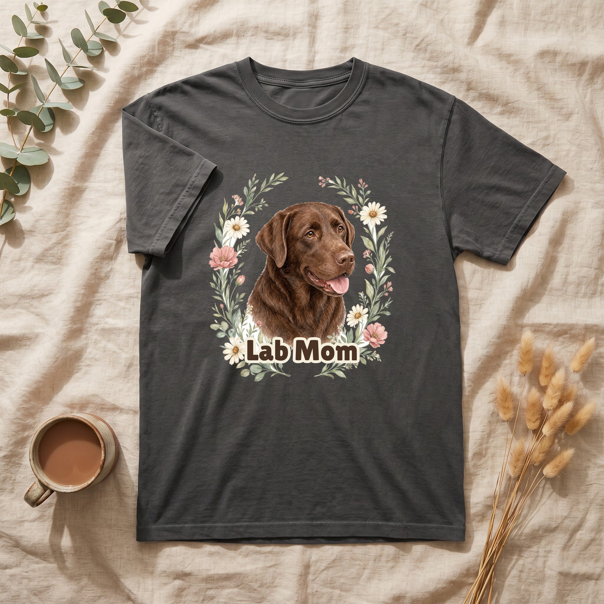 Chocolate Lab Mom Shirt, Labrador Mom Tee, Dog Mom Gift, Wildflower Dog Lover Sweatshirt, Cute Dog Owner Gift