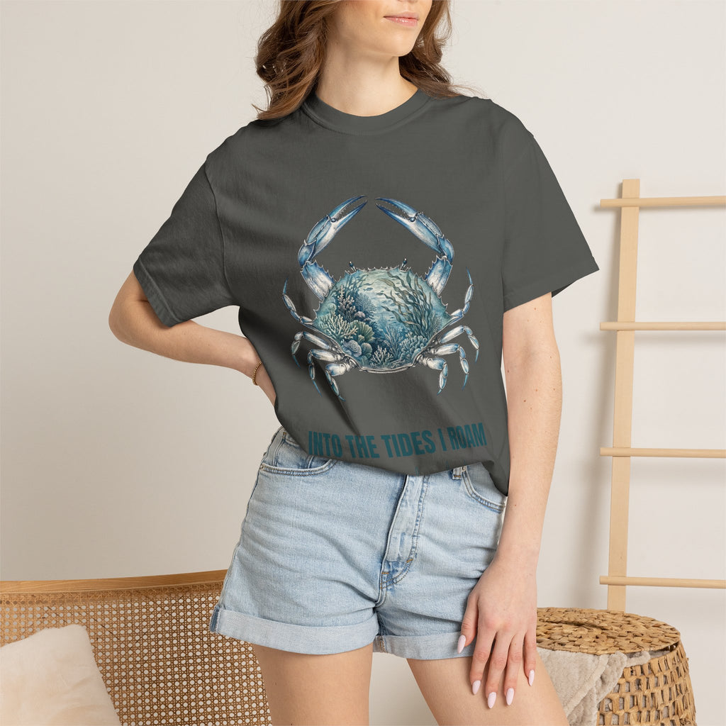 Into the Tides I Roam Shirt, Blue Crab Double Exposure Tee, Ocean Beach Coastal Lover Gift, Nautical Sea Life Sweatshirt