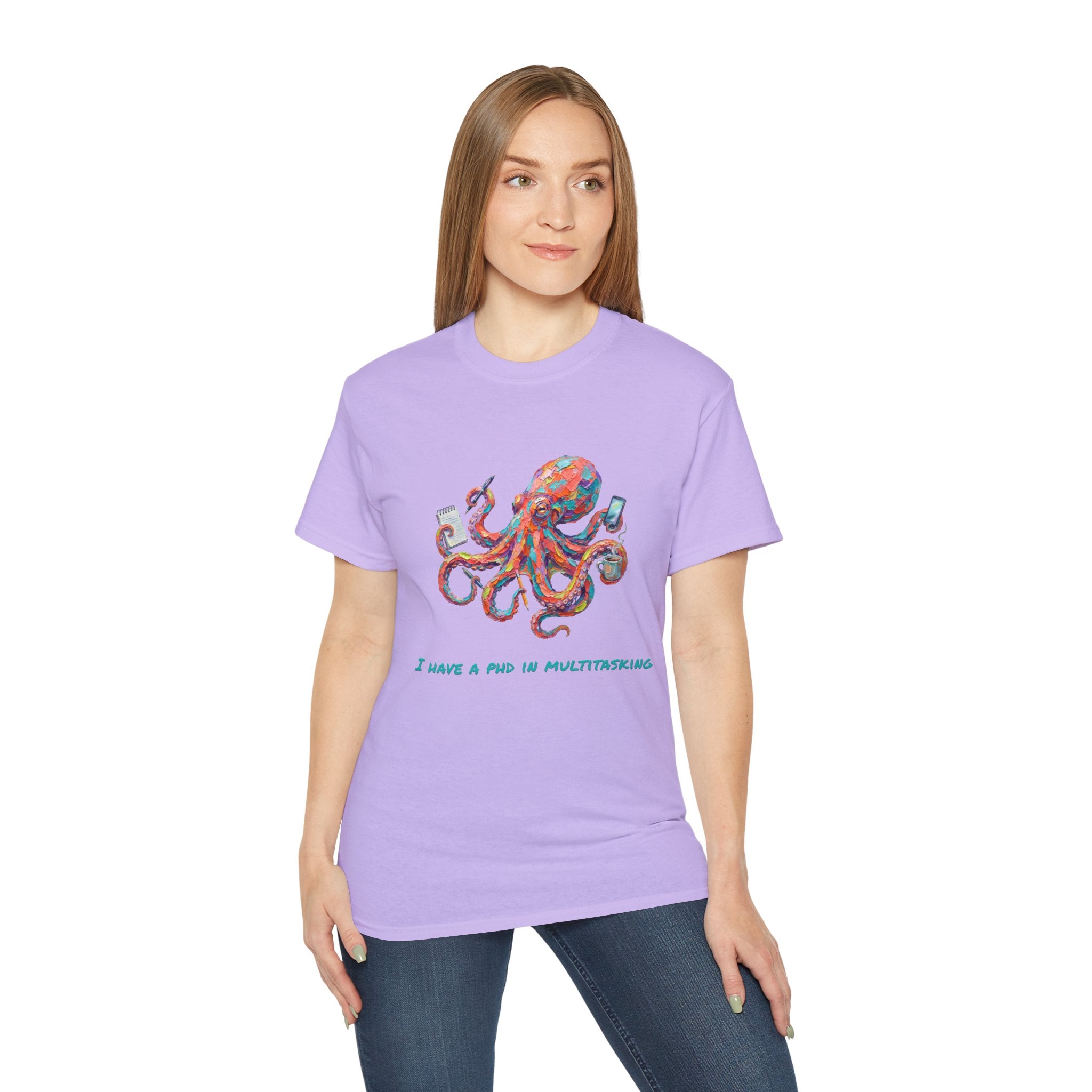 Octopus T-Shirt — I Have a PhD in Multitasking, Funny Office Tee