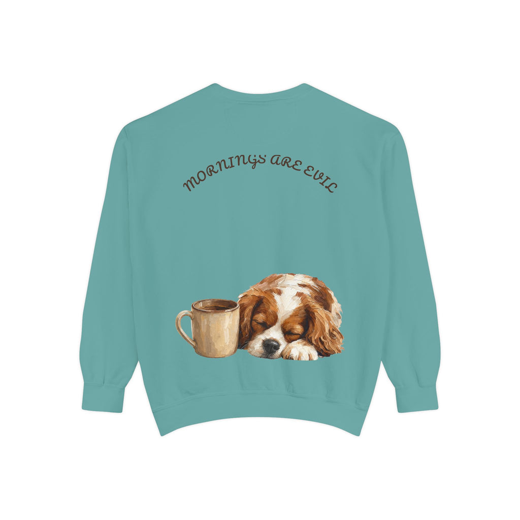 Mornings Are Evil Shirt, Funny Lazy Dog Coffee Tee, Not a Morning Person Gift, Painterly Dog Lover Sweatshirt