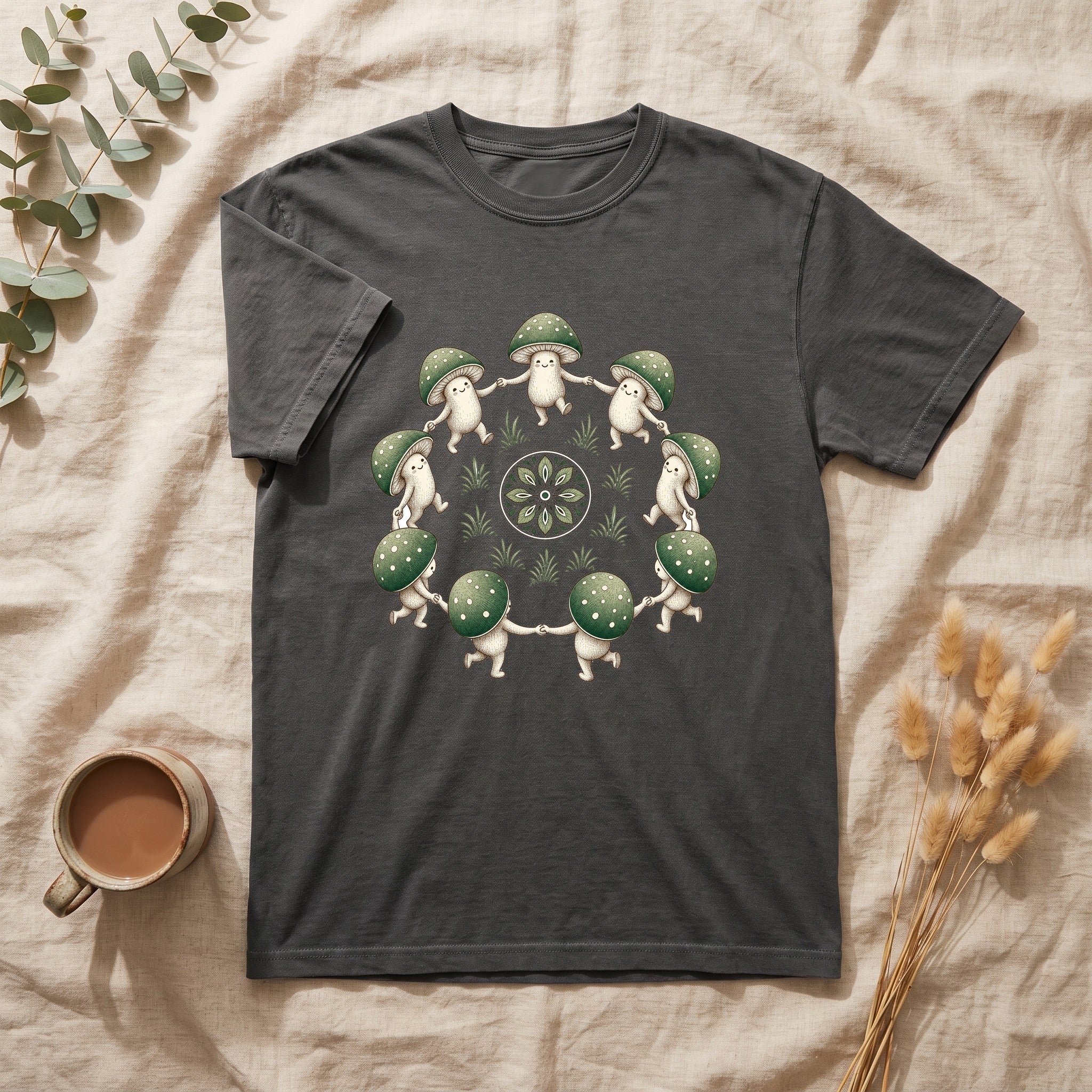 Cottagecore Mushroom Shirt, Sage Green Fairy Ring Tee, Goblincore Nature Gift, Whimsical Mushroom Sweatshirt