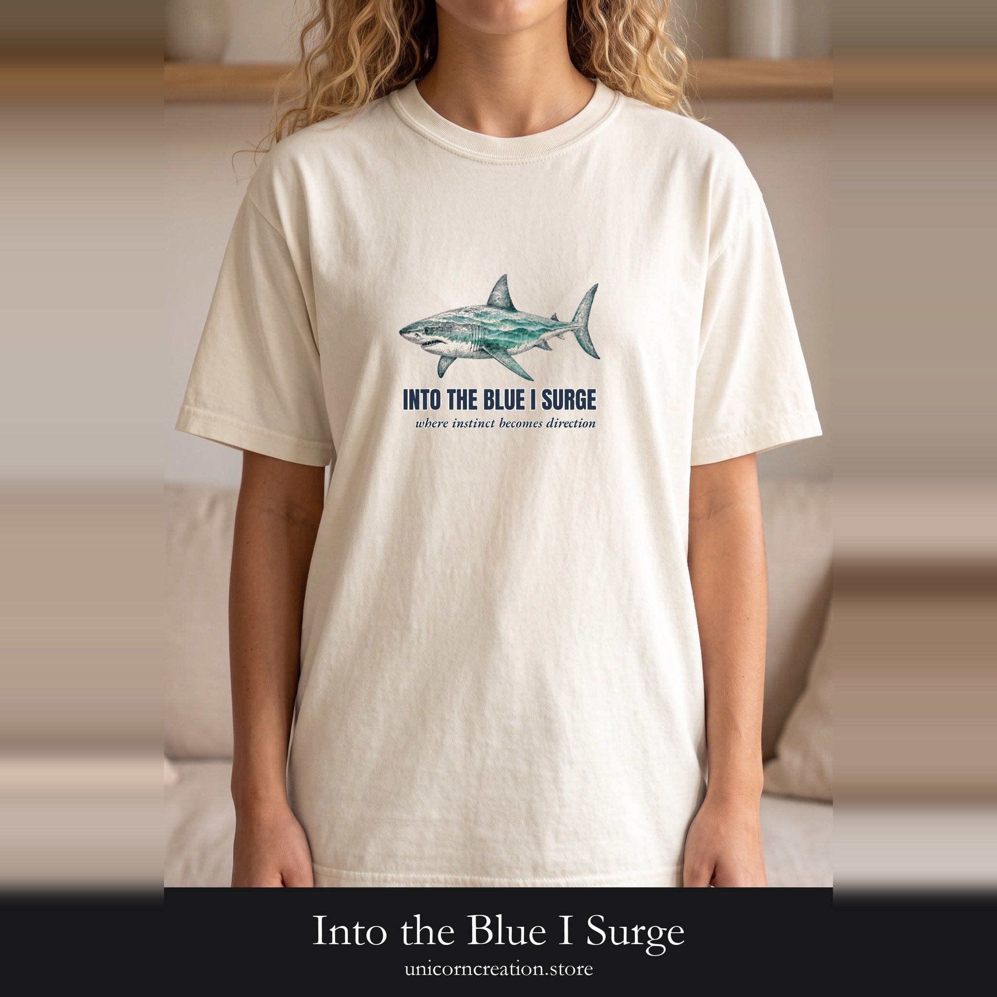 Into the Blue I Surge Shirt, Great White Shark Double Exposure Tee, Ocean Diver Sea Life Gift, Nautical Sweatshirt