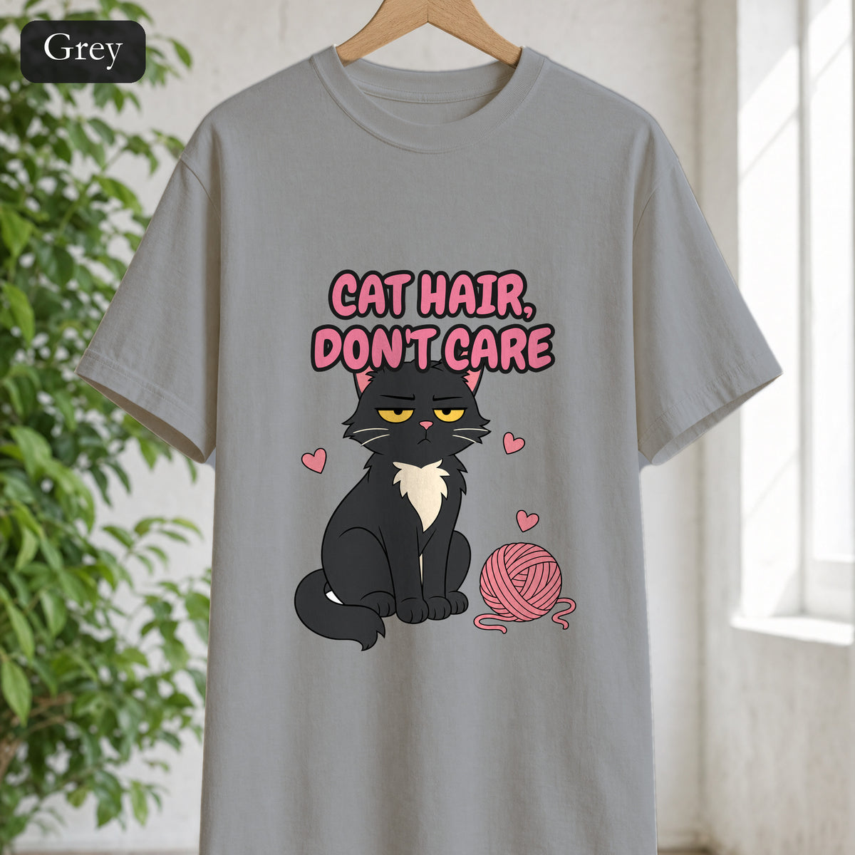 Cat Hair Don't Care Shirt, Funny Cat Mom Tee, Cat Lover Gift, Cat Owner Sweatshirt