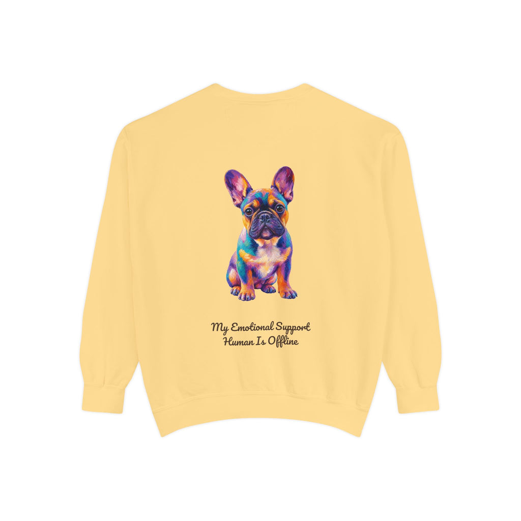 French Bulldog Shirt, My Emotional Support Human Is Offline Tee, Funny Frenchie Dog Mom Gift, Painterly Dog Lover Sweatshirt