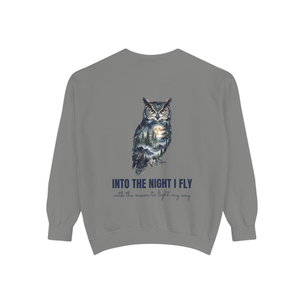 Into the Night I Fly Shirt, Owl Double Exposure Tee, Starlit Forest Nature Lover Gift, Woodland Wildlife Sweatshirt