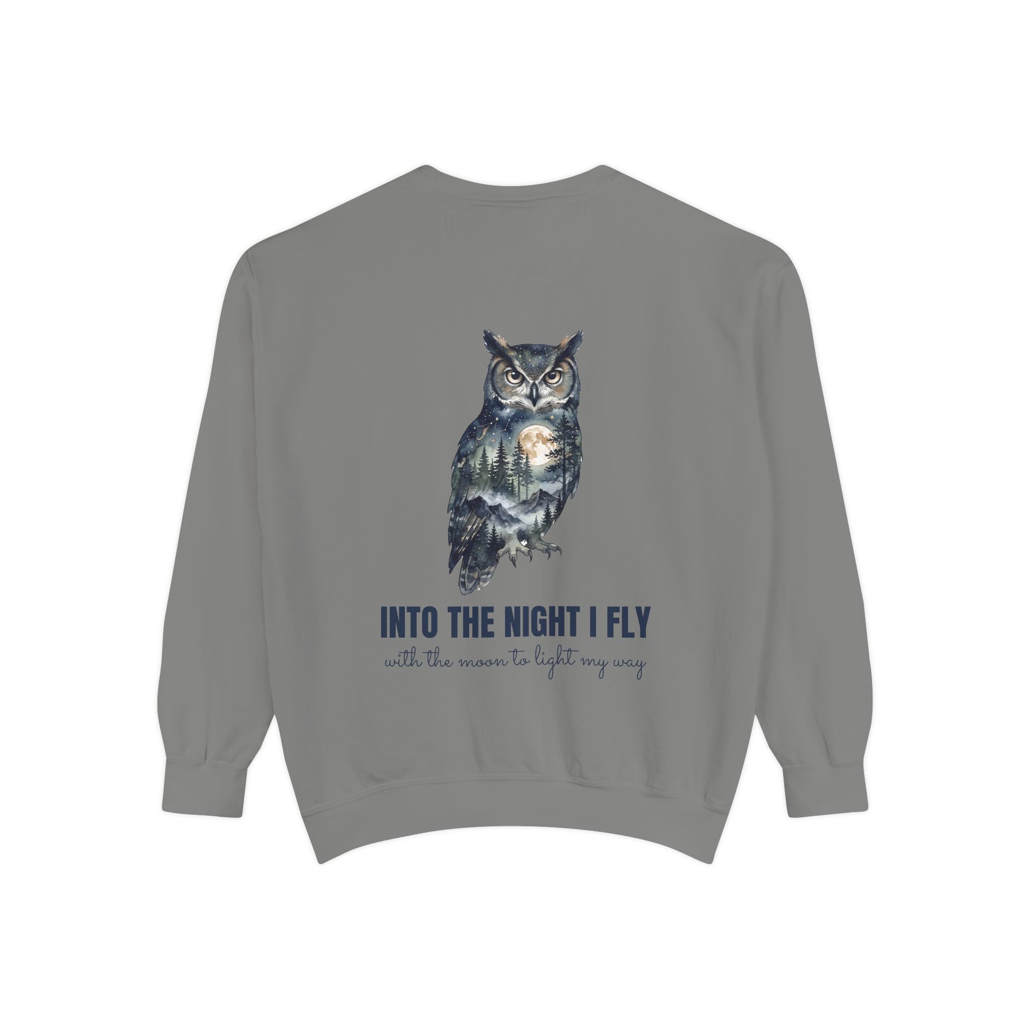 Into the Night I Fly Shirt, Owl Double Exposure Tee, Starlit Forest Nature Lover Gift, Woodland Wildlife Sweatshirt