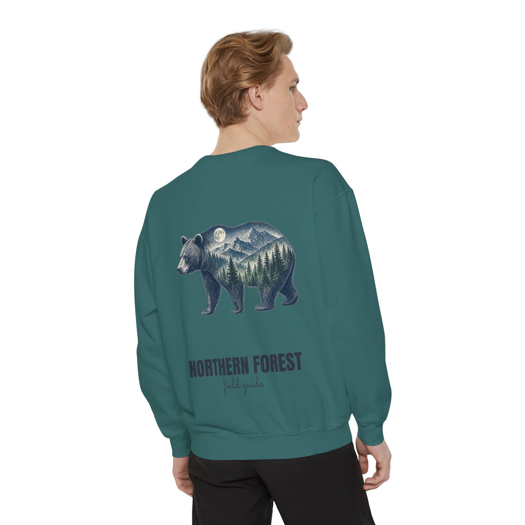 Northern Forest Field Guide Shirt, Black Bear Double Exposure Tee, Woodland Wildlife Camping Gift, Nature Lover Sweatshirt