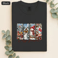 Cozy Winter Scenes Tee | Snowman Cabin Holiday Shirt