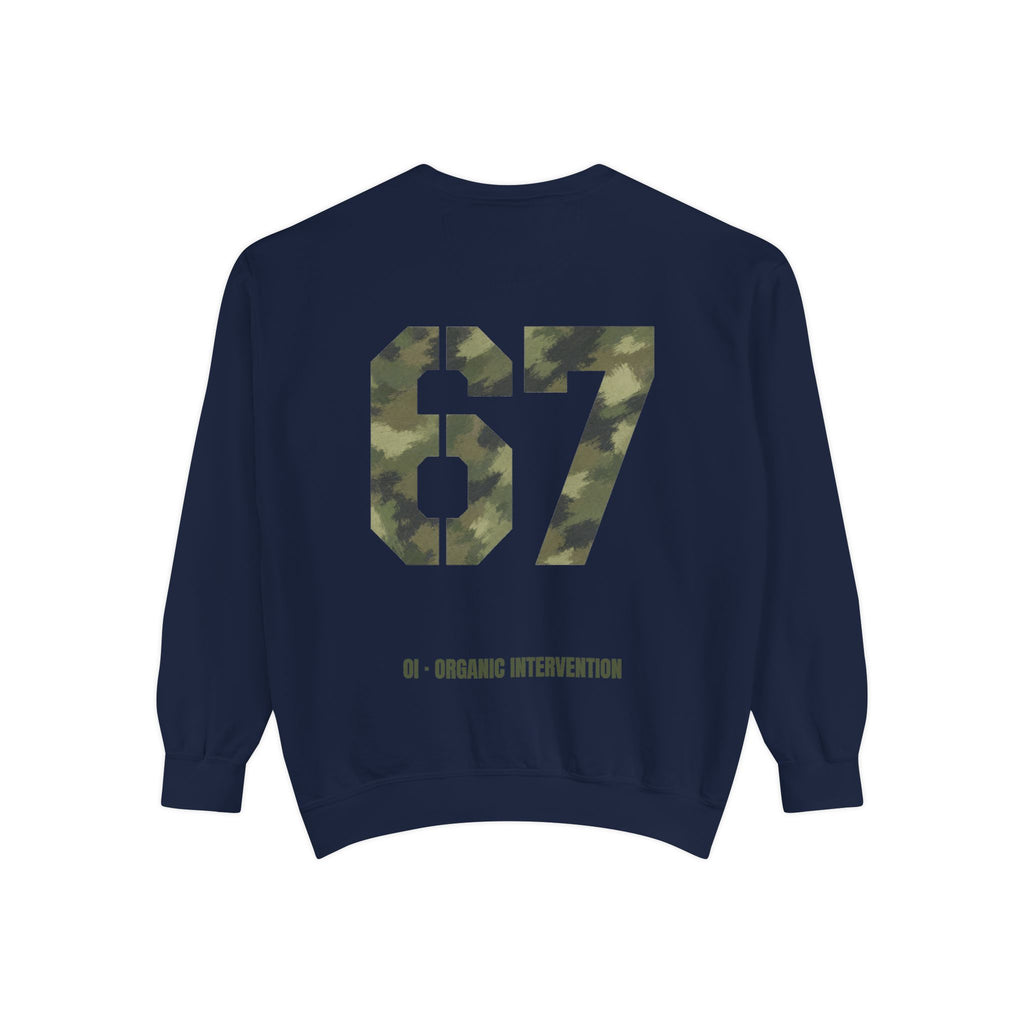 Organic Intervention 67 Camo Shirt, OI Military Number Tee, Streetwear Camo Graphic Gift, Bold Statement Sweatshirt