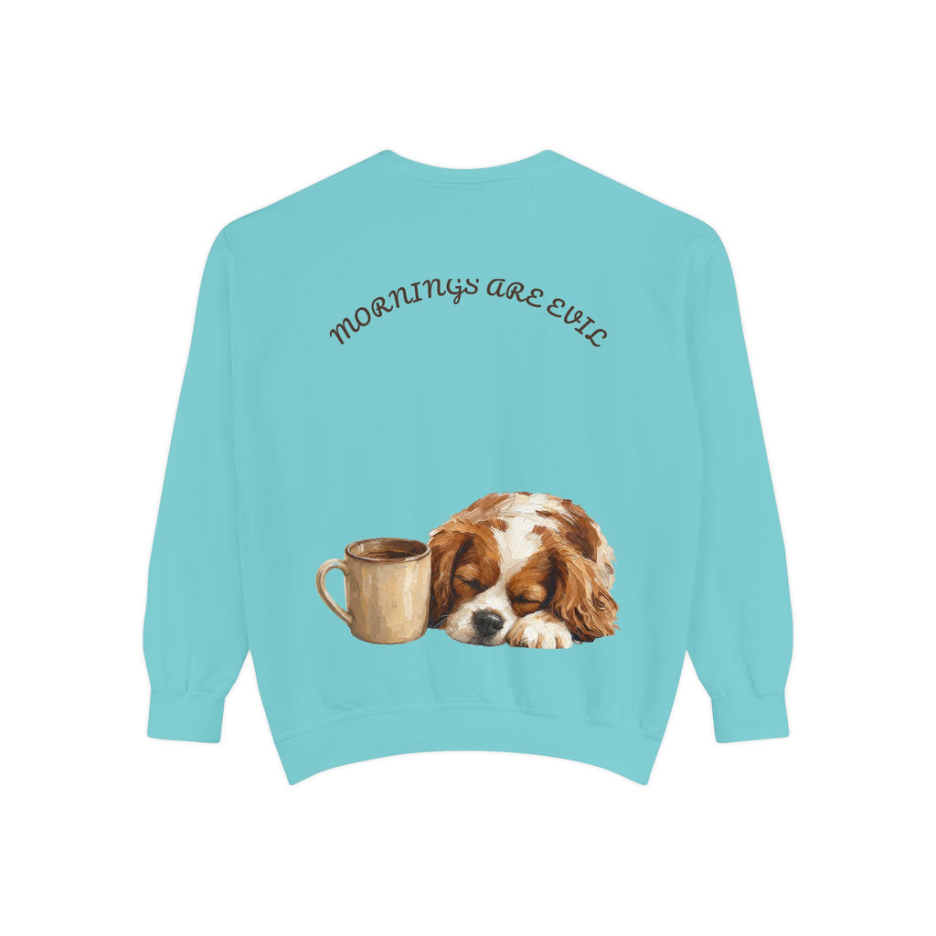 Mornings Are Evil Shirt, Funny Lazy Dog Coffee Tee, Not a Morning Person Gift, Painterly Dog Lover Sweatshirt