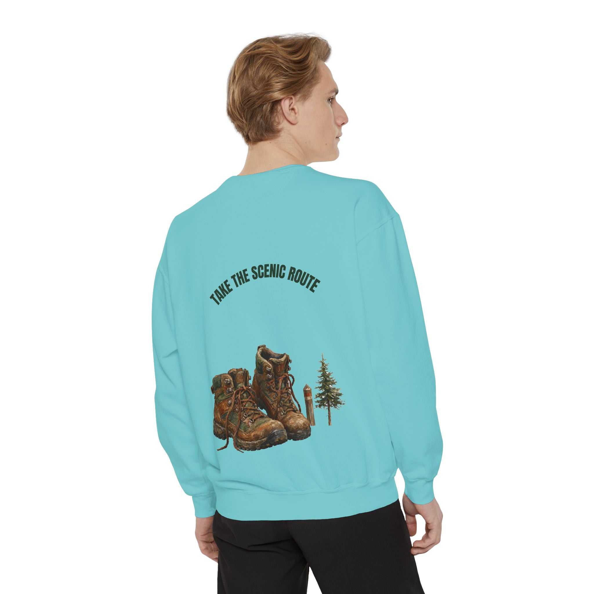 Take the Scenic Route Shirt, Hiking Trail Tee, Outdoor Adventure Nature Gift, Painterly Mountain Sweatshirt
