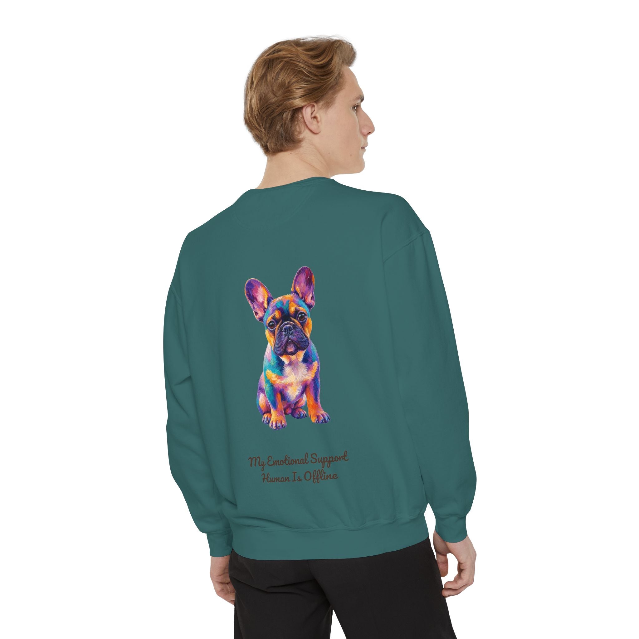 French Bulldog Shirt, My Emotional Support Human Is Offline Tee, Funny Frenchie Dog Mom Gift, Painterly Dog Lover Sweatshirt