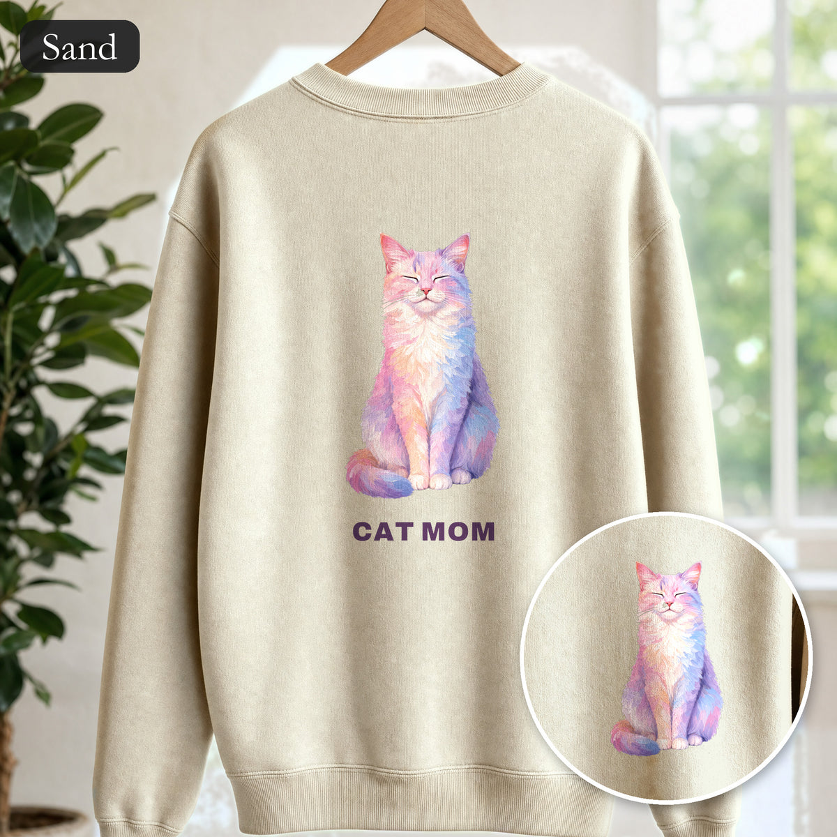 Cat Mom Shirt, Pastel Painterly Cat Tee, Cute Cat Lover Gift, Cat Owner Sweatshirt for Her