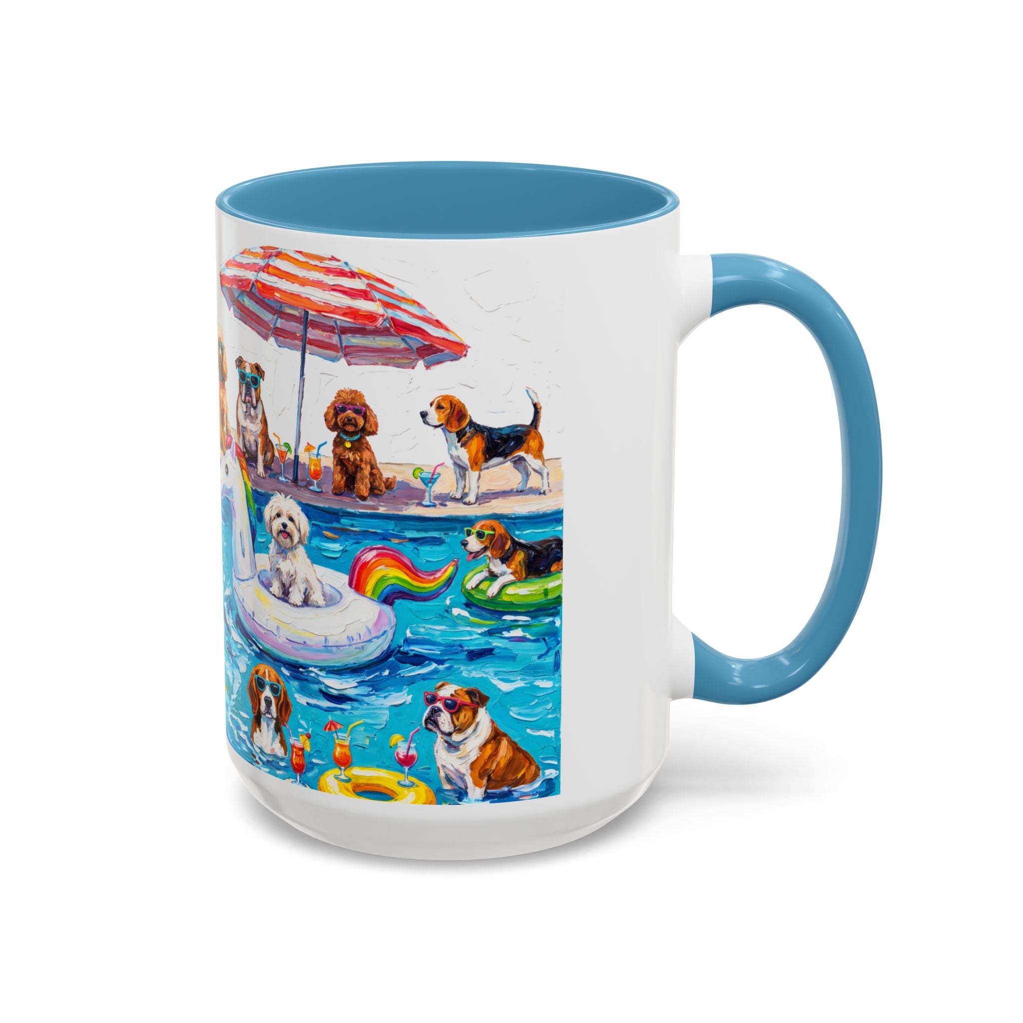 Dogs Pool Party Coffee Mug — Funny Summer Dog Mug (15 oz)
