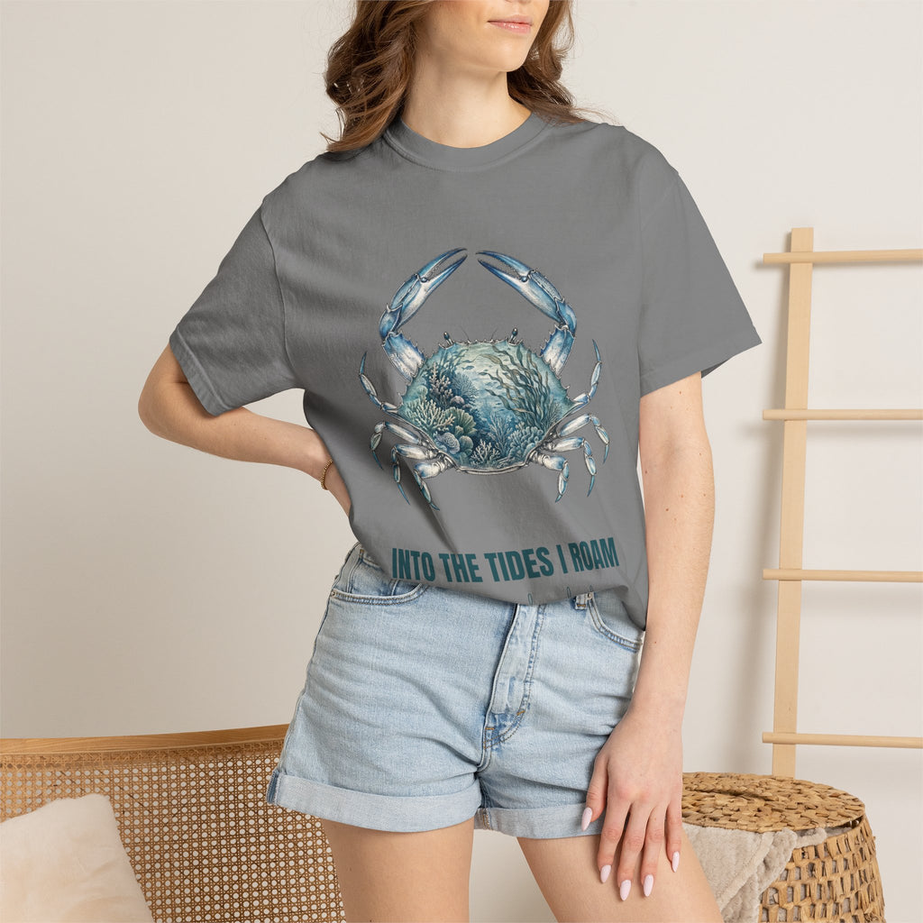 Into the Tides I Roam Shirt, Blue Crab Double Exposure Tee, Ocean Beach Coastal Lover Gift, Nautical Sea Life Sweatshirt