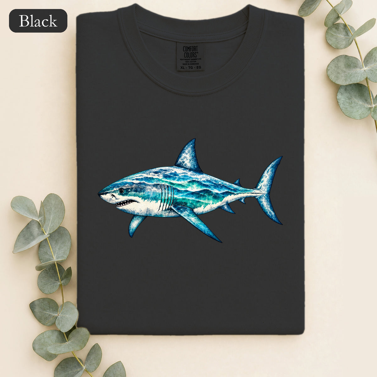 Blue Watercolor Shark Shirt | Ocean Fish Illustration