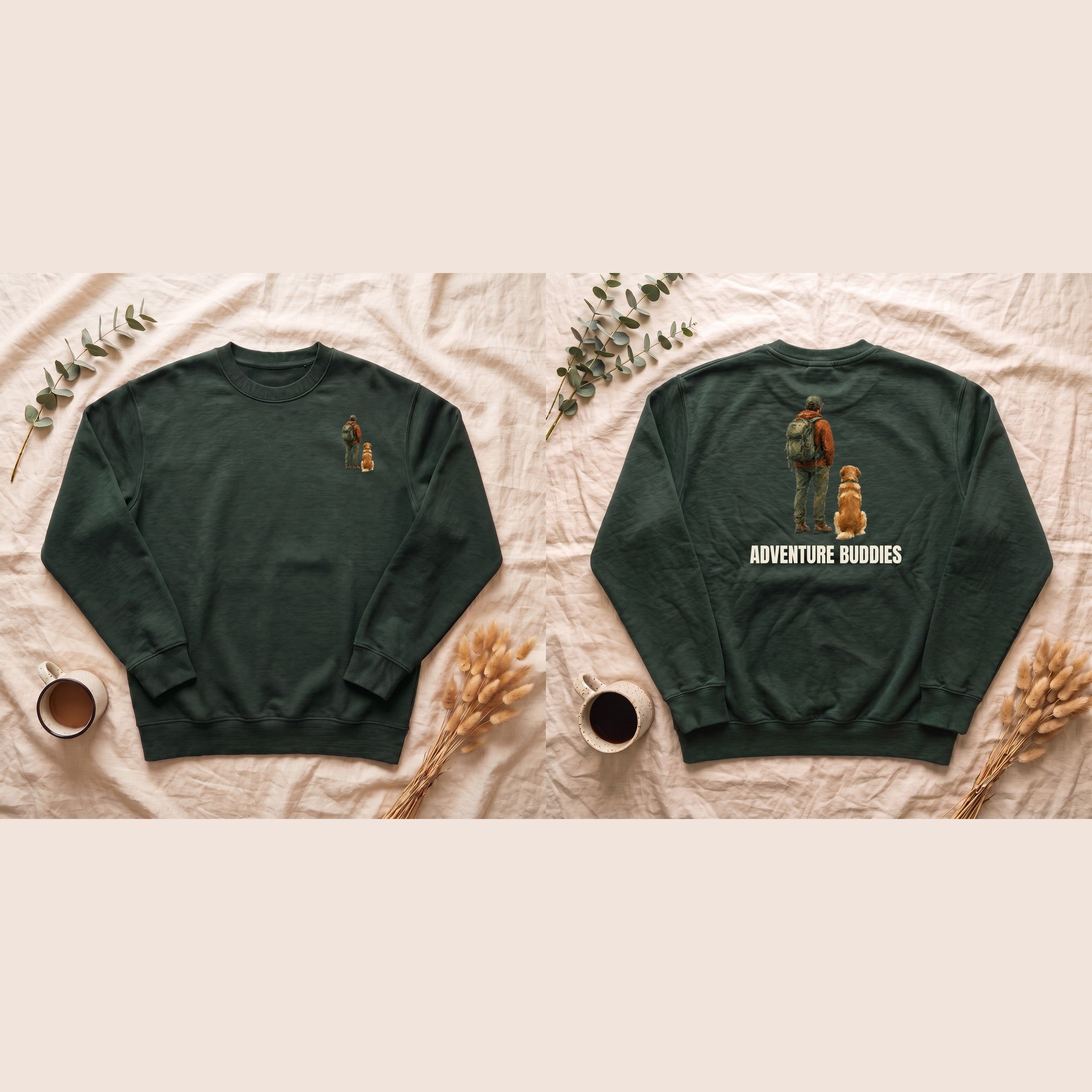 Adventure Buddies Shirt, Dog and Human Hiking Tee, Matching Dog Owner Gift, Painterly Outdoor Sweatshirt