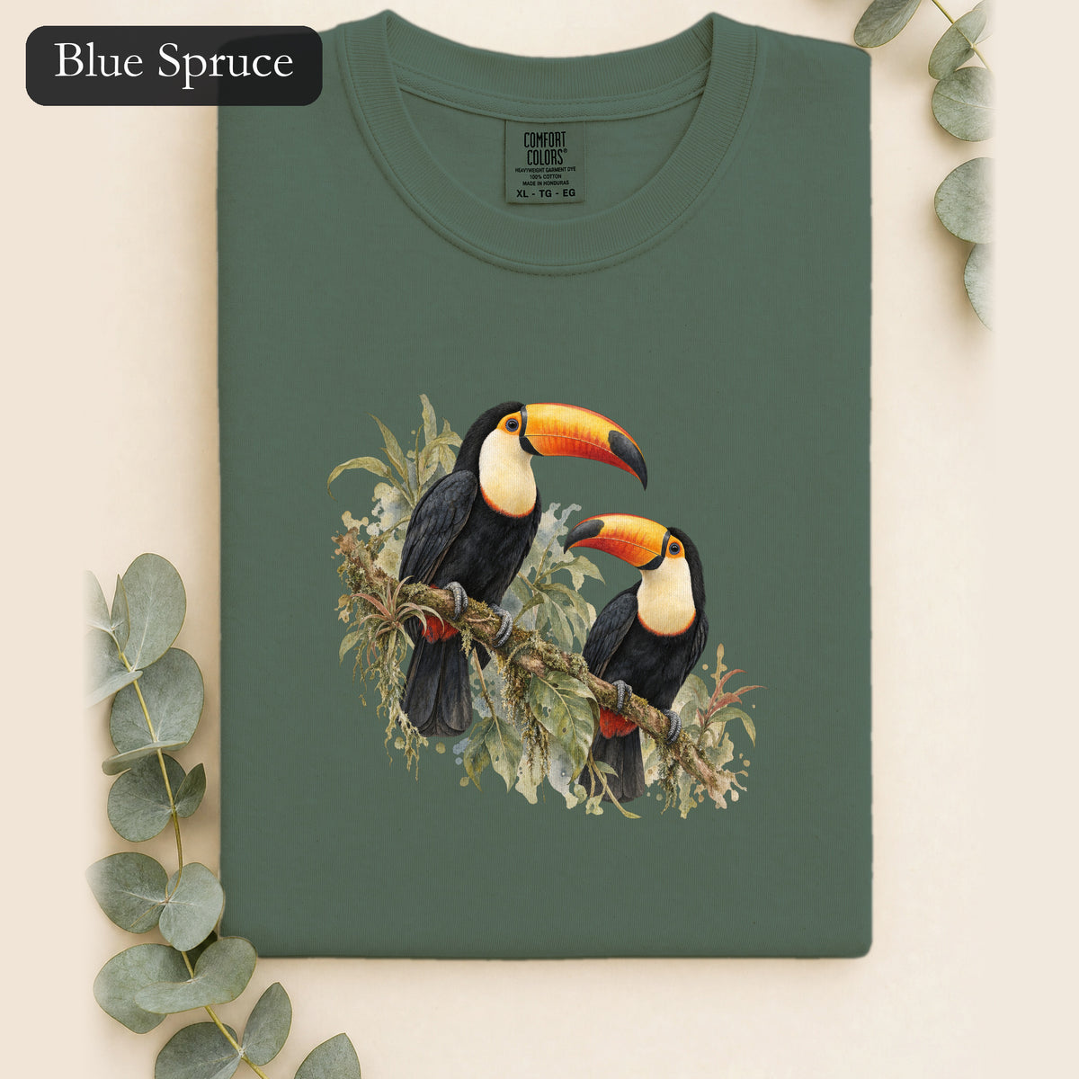 Toucan Pair Tropical Bird Shirt | Botanical Illustration