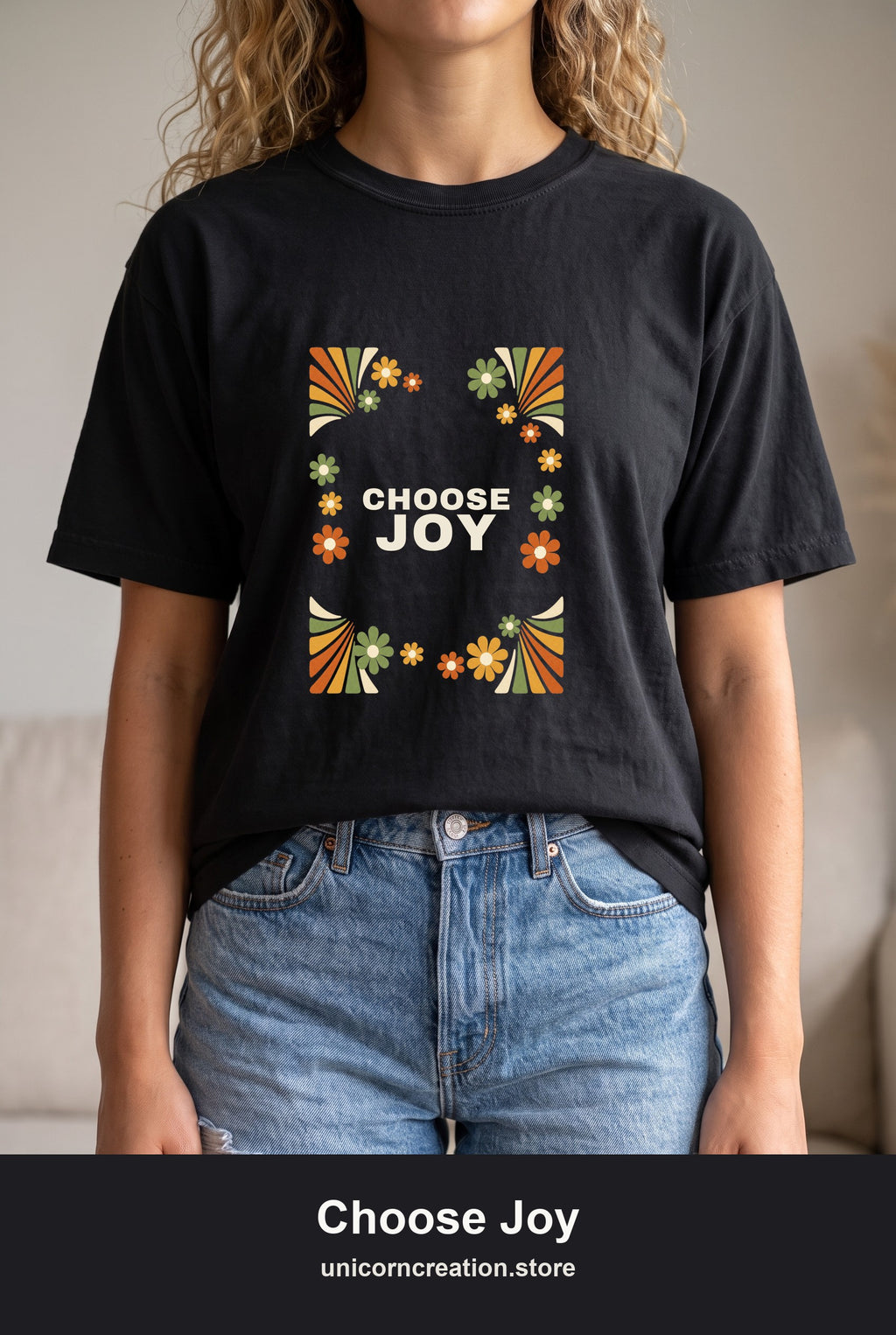 Choose Joy Shirt, Retro Groovy Tee, 70s Aesthetic Gift, Positive Affirmation Sweatshirt