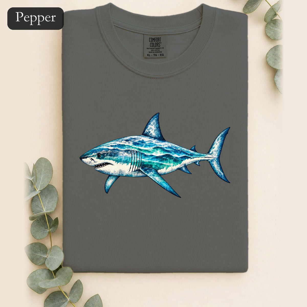 Blue Watercolor Shark Shirt | Ocean Fish Illustration
