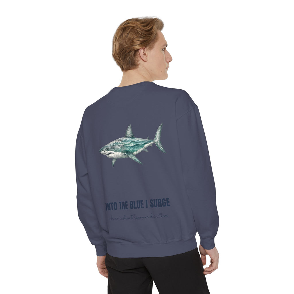 Into the Blue I Surge Shirt, Great White Shark Double Exposure Tee, Ocean Diver Sea Life Gift, Nautical Sweatshirt