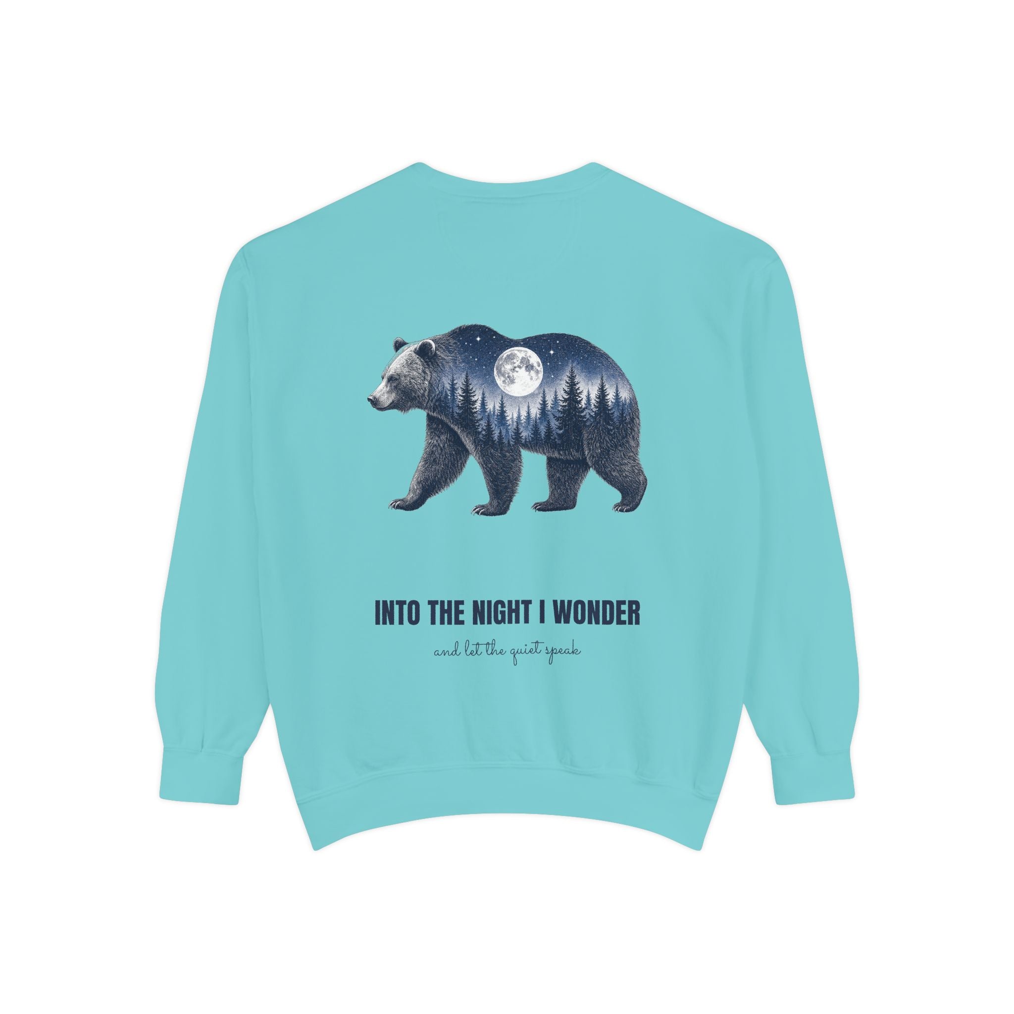 Into the Night I Wonder Shirt, Bear Double Exposure Tee, Moonlit Forest Camping Gift, Woodland Nature Sweatshirt