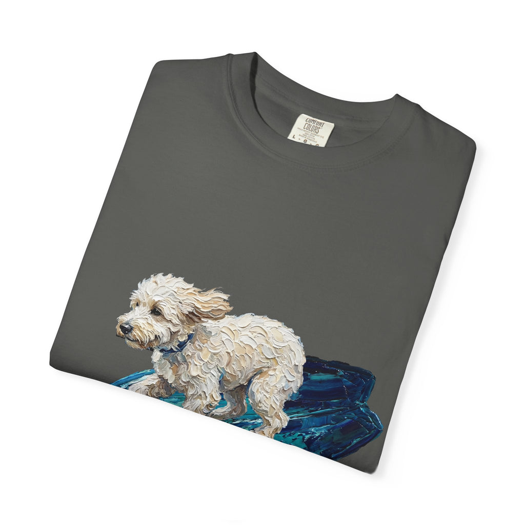 Surfing Dog Shirt, Painterly Surf Dog Tee, Beach Coastal Dog Lover Gift, Summer Ocean Dog Mom Sweatshirt