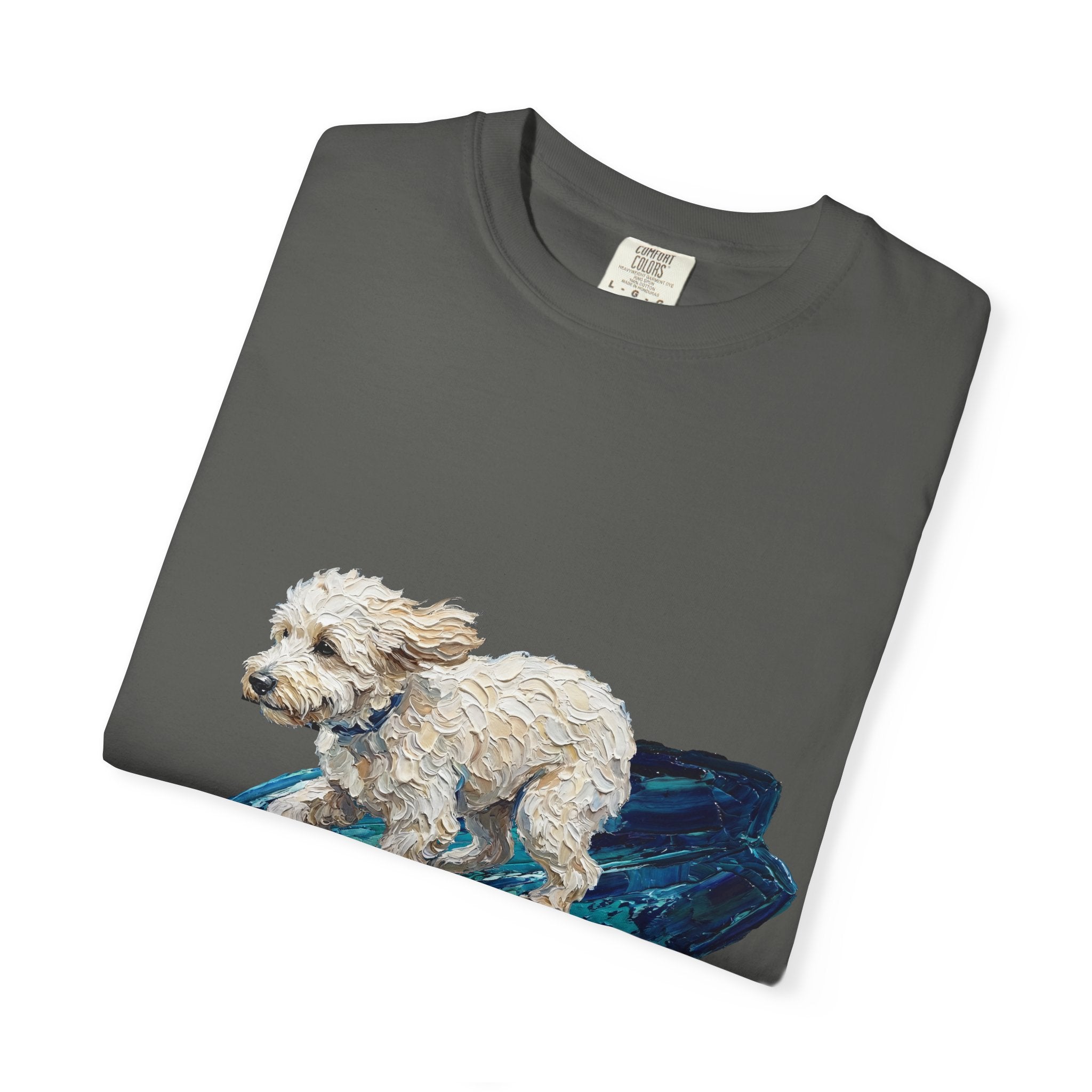 Surfing Dog Shirt, Painterly Surf Dog Tee, Beach Coastal Dog Lover Gift, Summer Ocean Dog Mom Sweatshirt