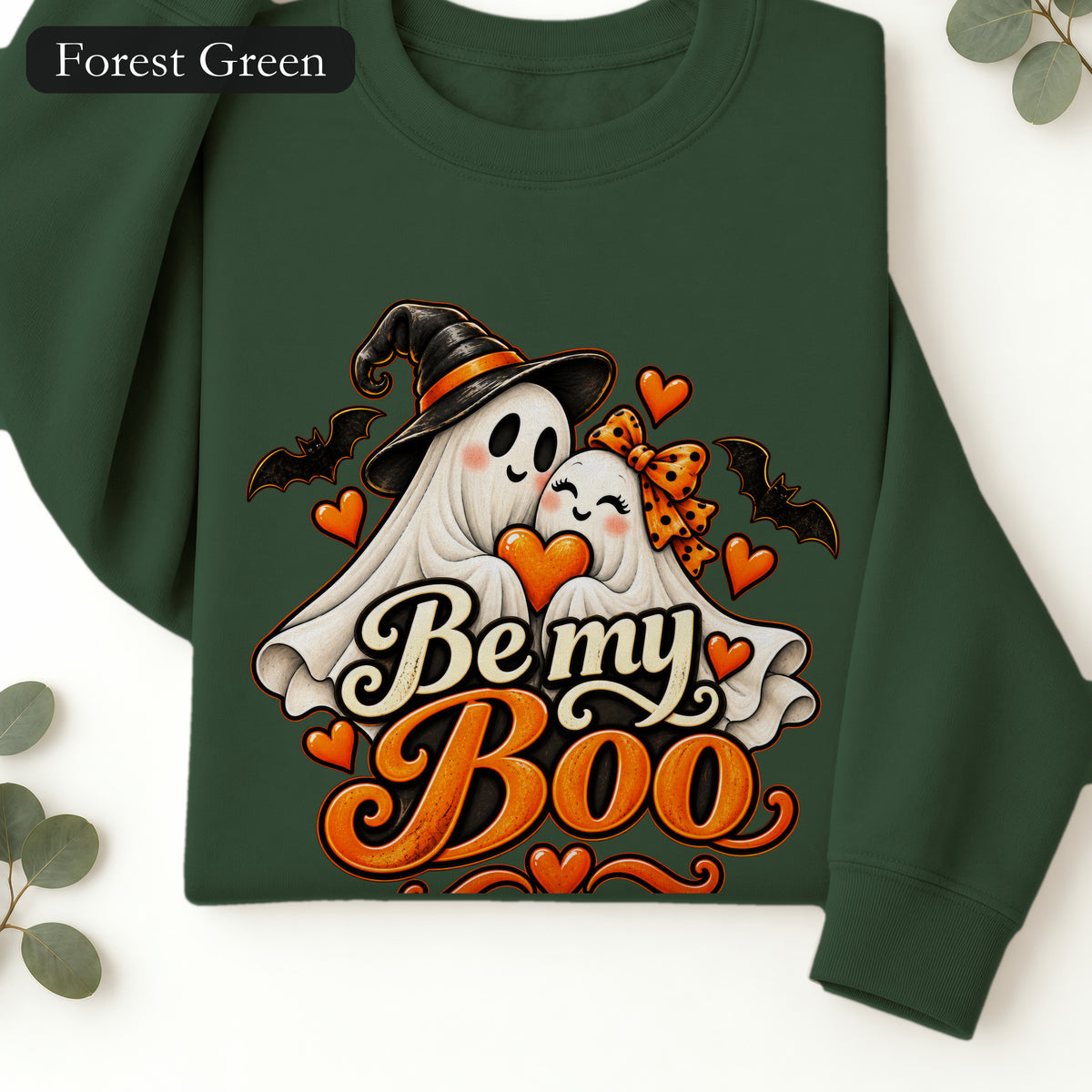 Be My Boo ghost couple Sweatshirt | Halloween spooky hearts