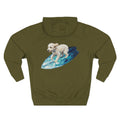 Surf Dog Hoodie — Cute White Dog Riding a Blue Surfboard Pullover