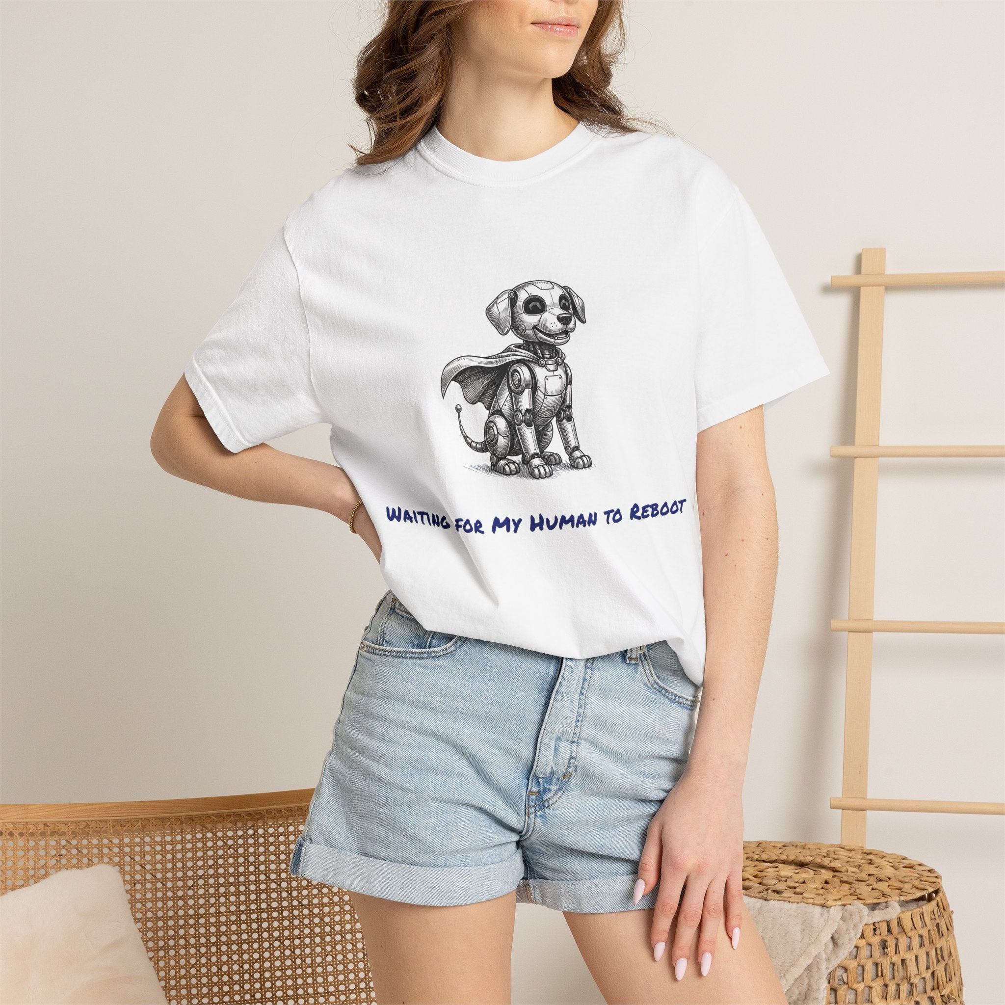 Robot Dog T-Shirt — Waiting for My Human to Reboot, Funny AI Tee