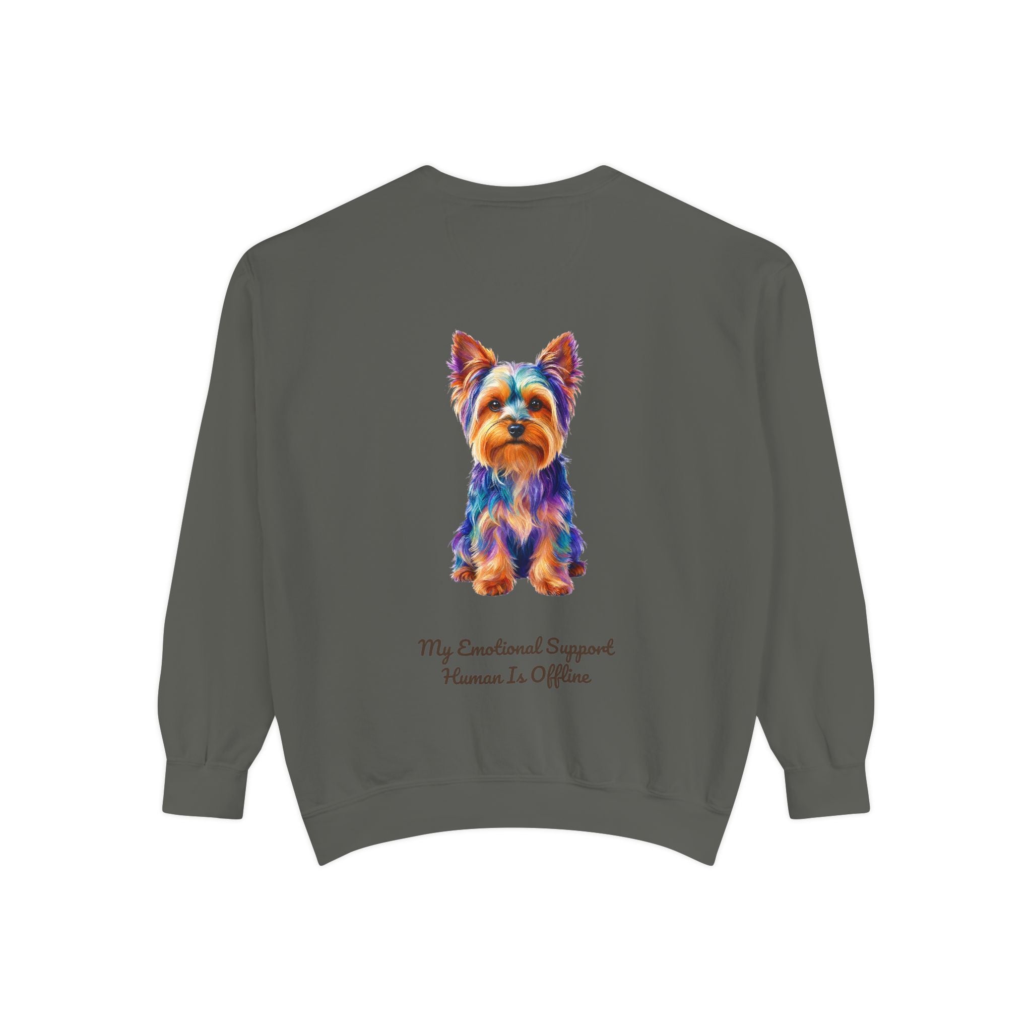 Yorkie Shirt, My Emotional Support Human Is Offline Tee, Funny Yorkshire Terrier Dog Mom Gift, Dog Lover Sweatshirt