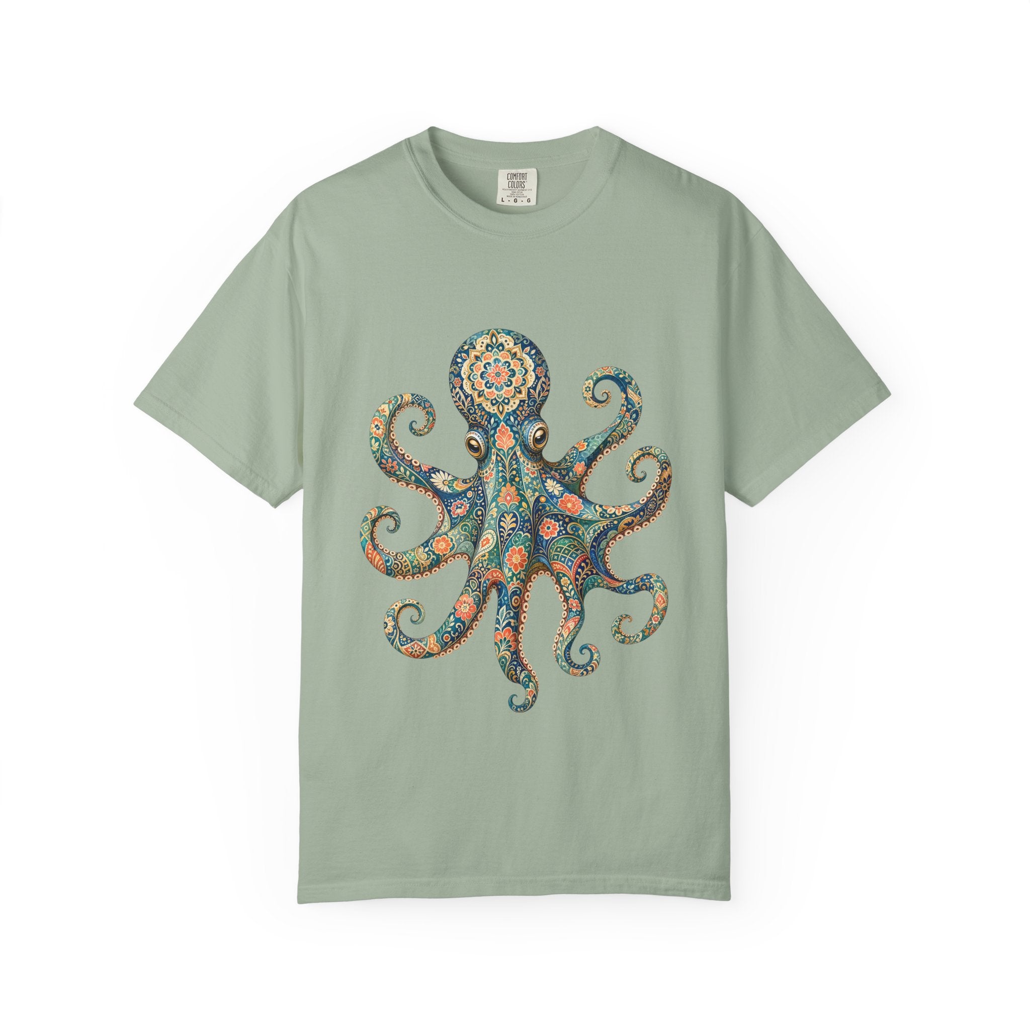 Boho Octopus Shirt, Folk Art Octopus Tee, Japanese Pattern Ocean Lover Gift, Vintage Floral Octopus Sweatshirt