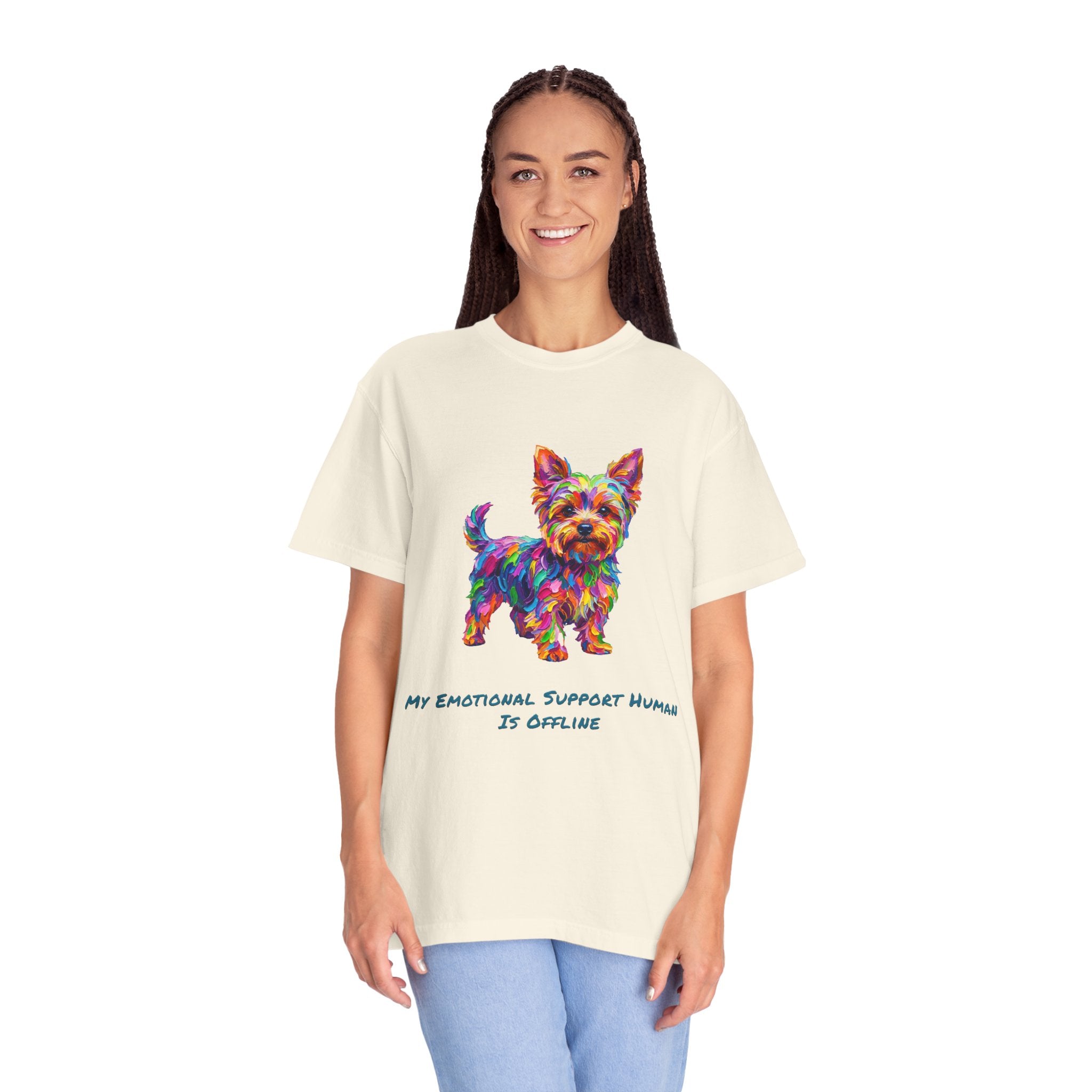 Yorkie T-Shirt — My Emotional Support Human Is Offline