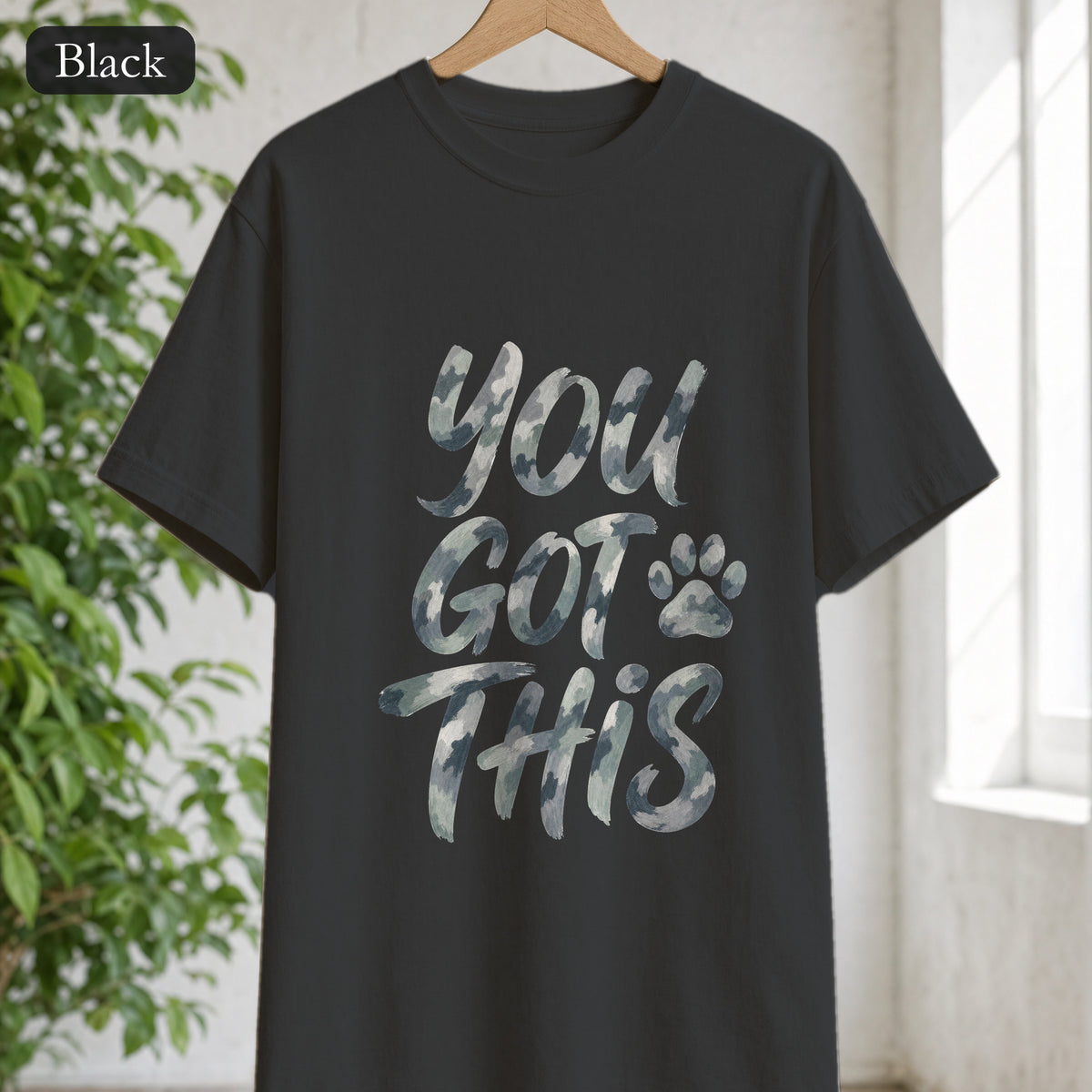 You Got This Shirt, Camo Motivational Tee, Encouragement Mental Health Gift, Positive Vibes Paw Print Sweatshirt
