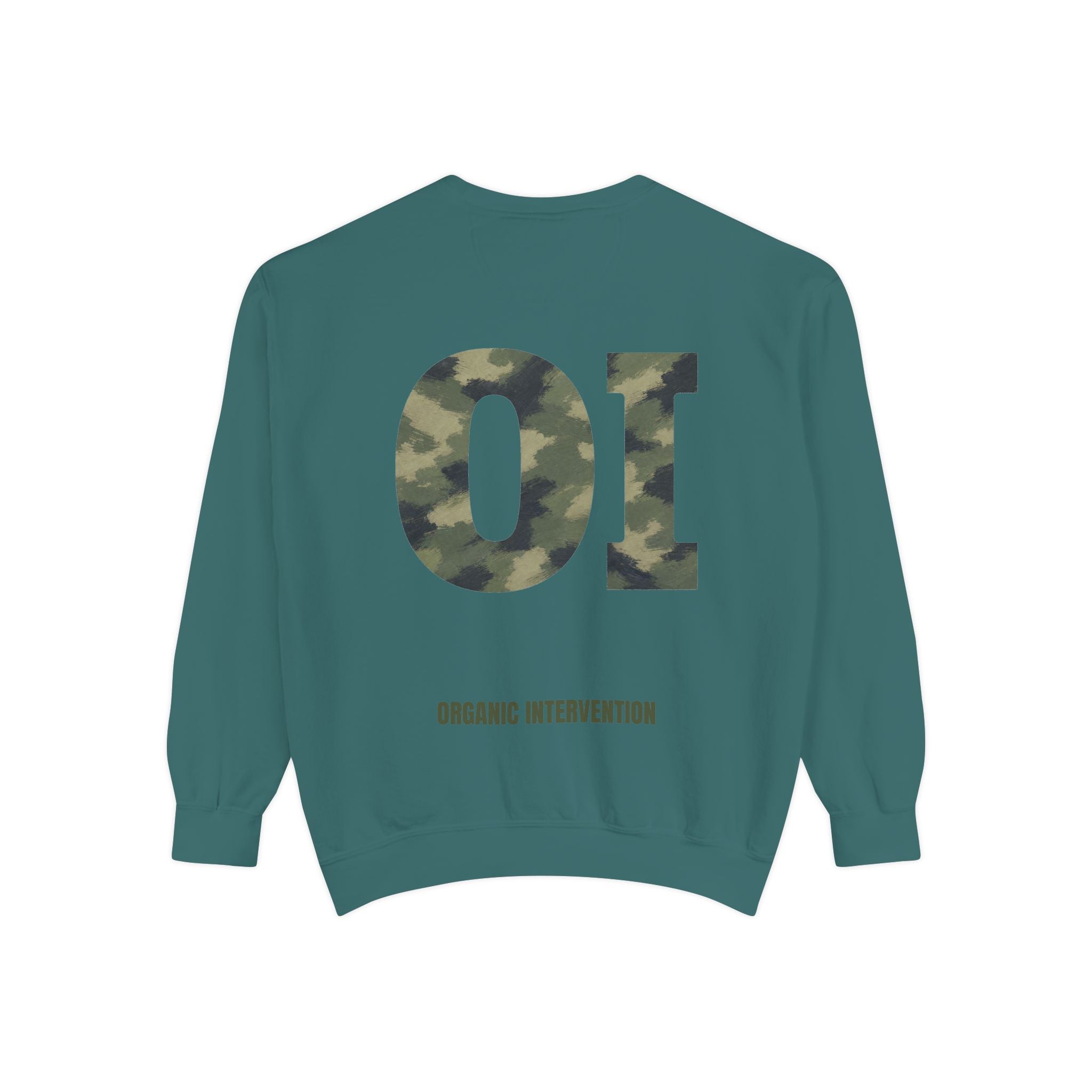 Organic Intervention Camo Hoodie, OI Monogram Anti-Algorithm Sweatshirt, Streetwear Camo Graphic Gift, Bold Statement Hoodie
