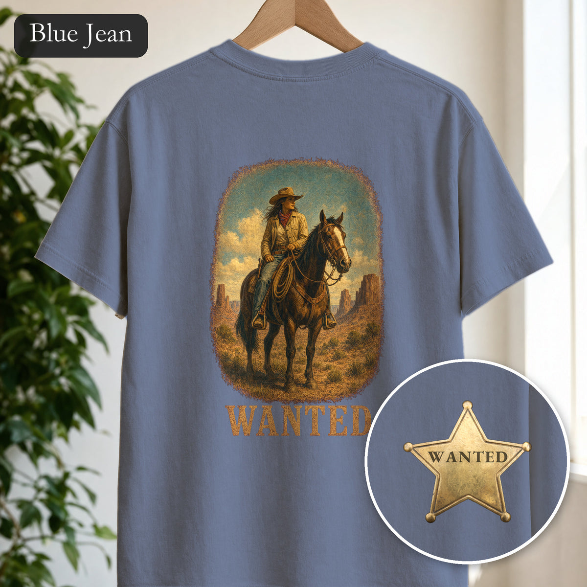 Wanted Cowgirl Shirt, Vintage Western Wanted Poster Tee, Desert Outlaw Tee, Sheriff Star Cowgirl Gift