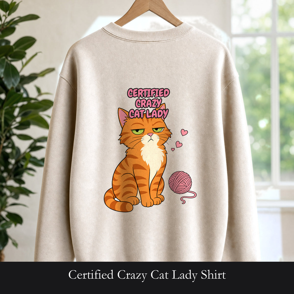 Certified Crazy Cat Lady Shirt, Orange Cat Mom Tee, Ginger Cat Lover Gift, Funny Cat Owner Sweatshirt