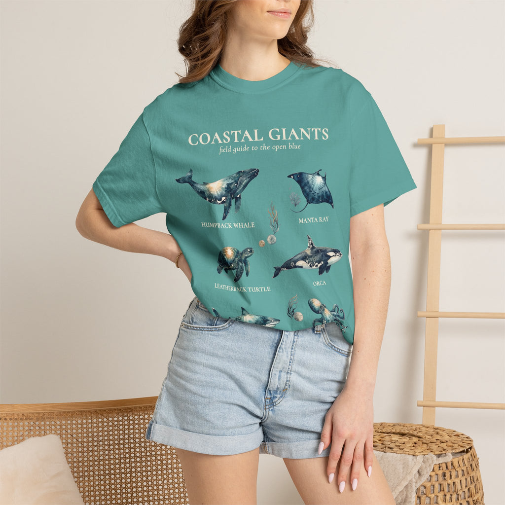Vintage Ocean Creatures Sweatshirt, Marine Life Field Guide Crewneck, Whale Octopus Sea Turtle Ocean Lover Gift