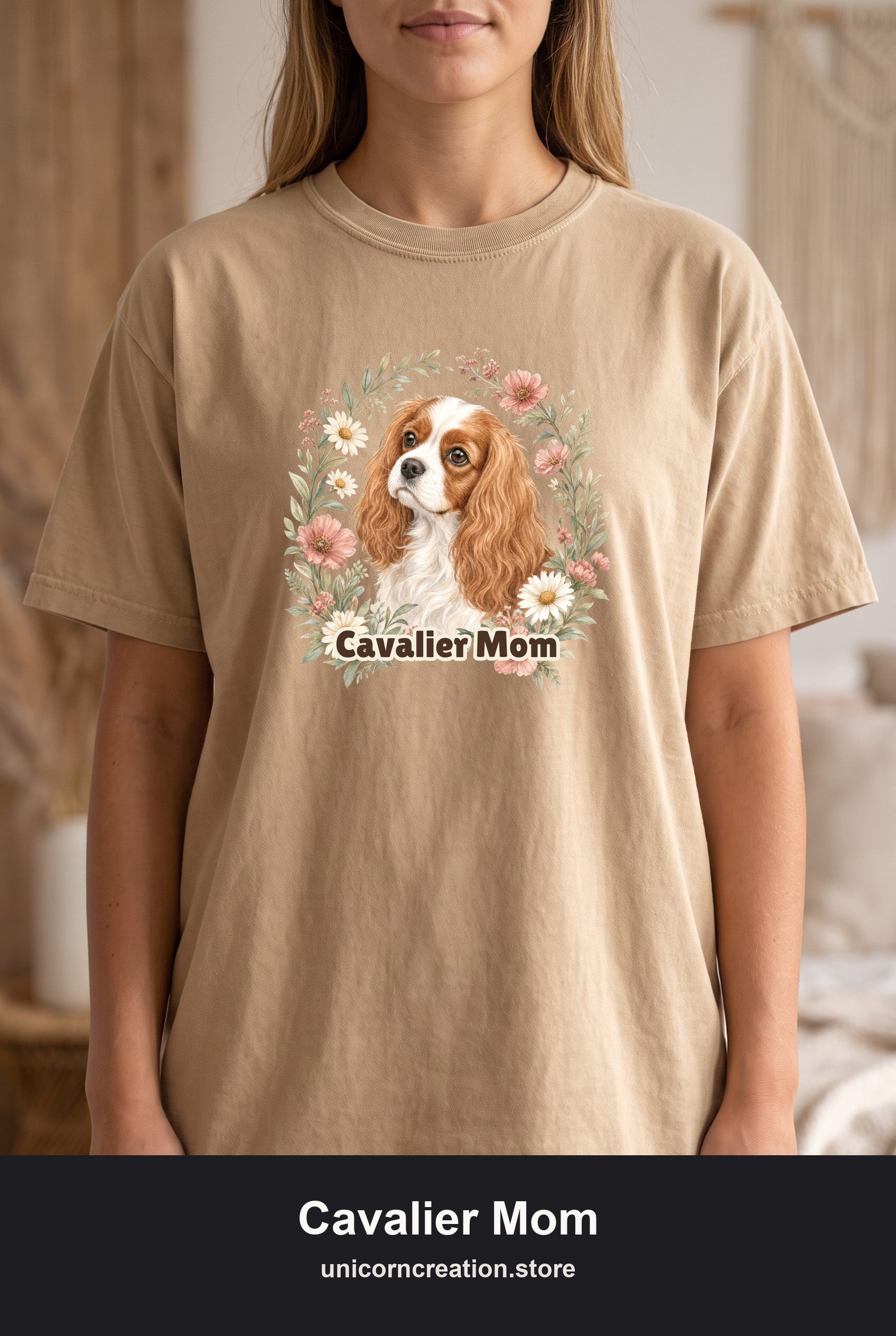 Cavalier Mom Shirt, Cavalier King Charles Spaniel Tee, Dog Mom Gift, Wildflower Dog Lover Sweatshirt