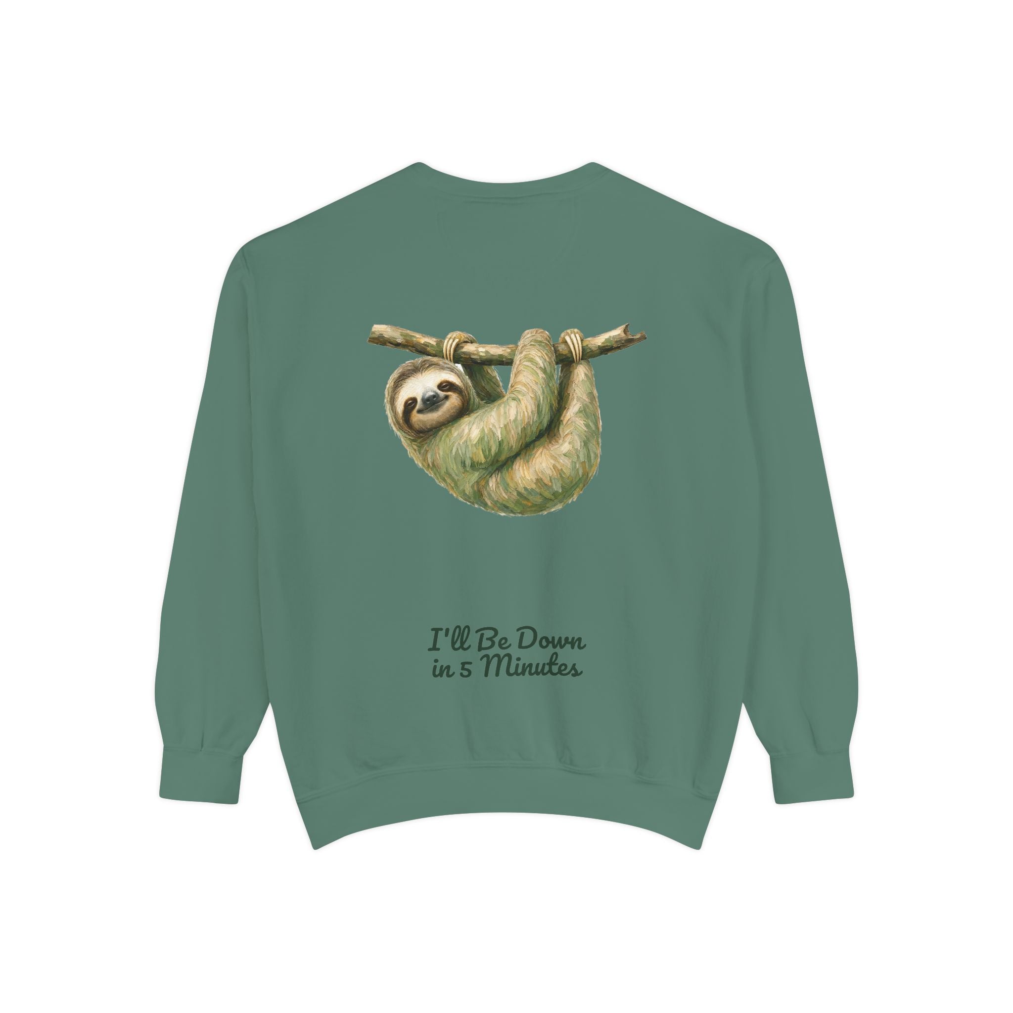 Sloth Shirt, I'll Be Down in 5 Minutes Tee, Funny Lazy Sloth Gift, Painterly Introvert Sweatshirt
